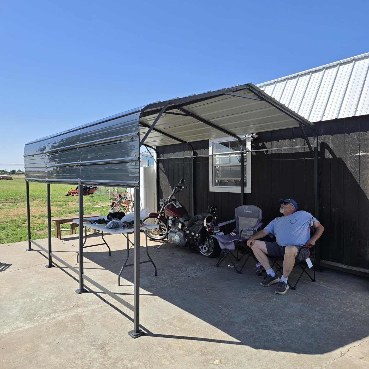 AirWire 10x15 FT Metal Carport Canopy with Reinforced Base | Heavy Duty Car port, Outdoor Galvanized Steel Garage Shelter for Boat and Truck customer photo 2