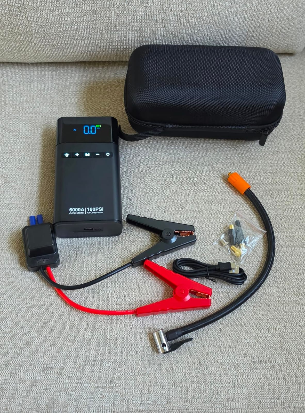 6000A Portable Car Battery Jump Starter with Air Compressor 160PSI customer photo 1