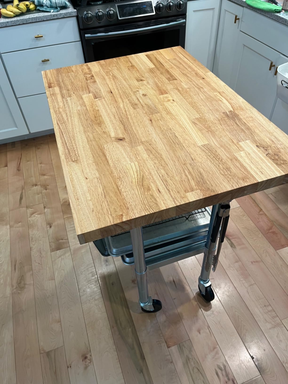 Howizz Butcher Block Countertop 48 x 30 x 1.5 - Hevea Unfinished Solid Wood Table Top customer photo 2