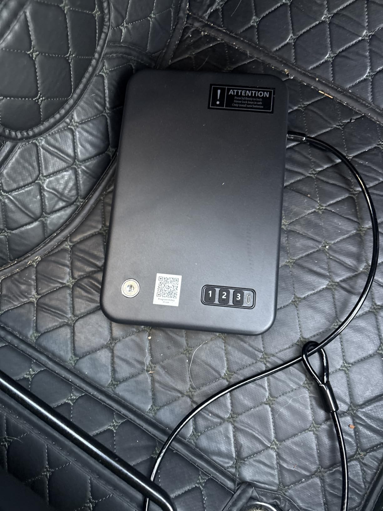 Grimtron Portable Electronic Car Gun Safe for Handgun with Security Cable customer photo 1