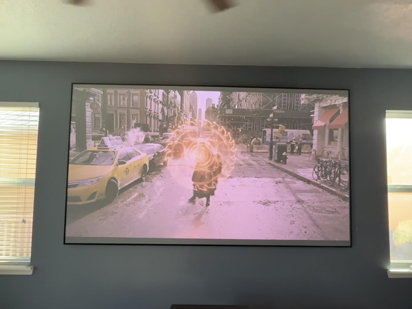 ALR Screen for UST Projector, 100 inch Fixed Frame Projection Screen Wall Mount | 95% Ambient Light Rejecting, 16:9 8K/4K 3D, Grey for Ultra Short Throw Projector, 0.39 inch Ultra-Narrow Bezel for Movies & Games customer photo 1