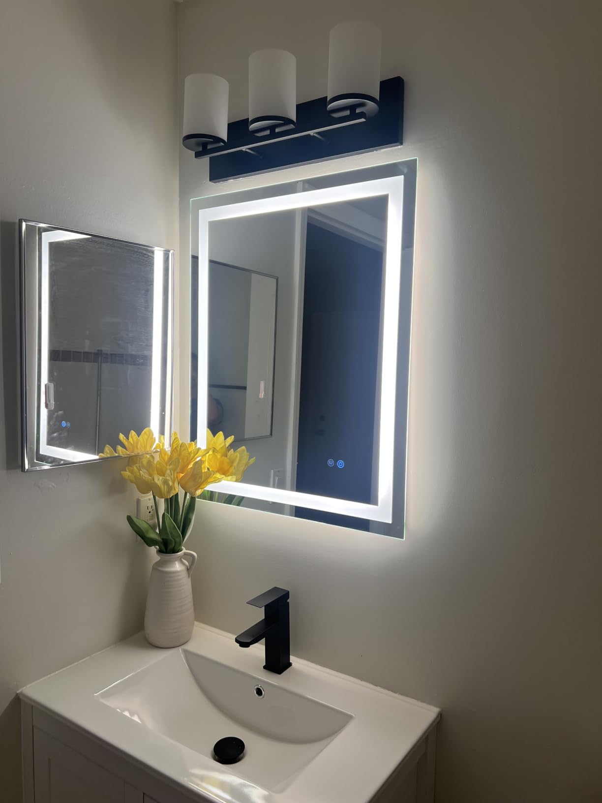 Keonjinn 24x36 Inch LED Bathroom Mirror with Lights, Frontlit & Backlit customer photo 1