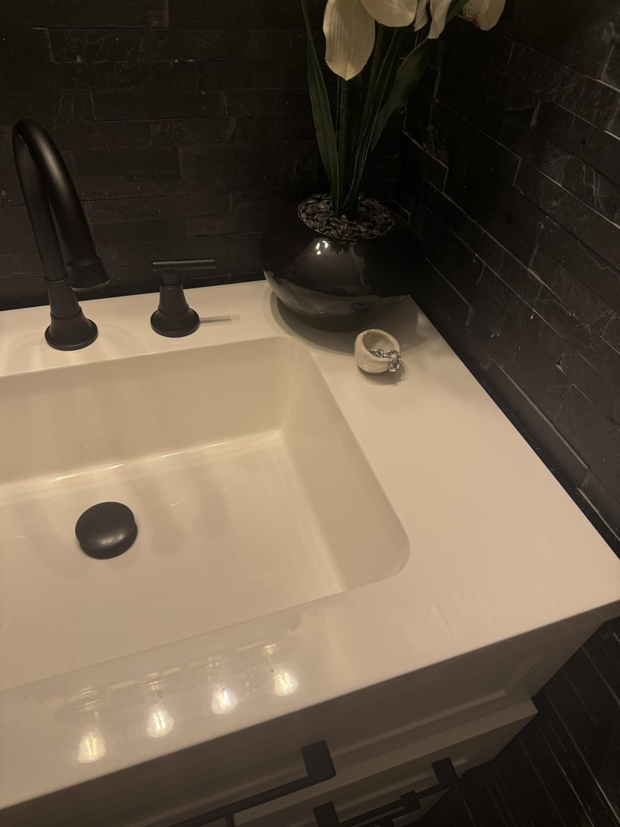 FORIOUS Black Bathroom Faucet 3 Hole, 8