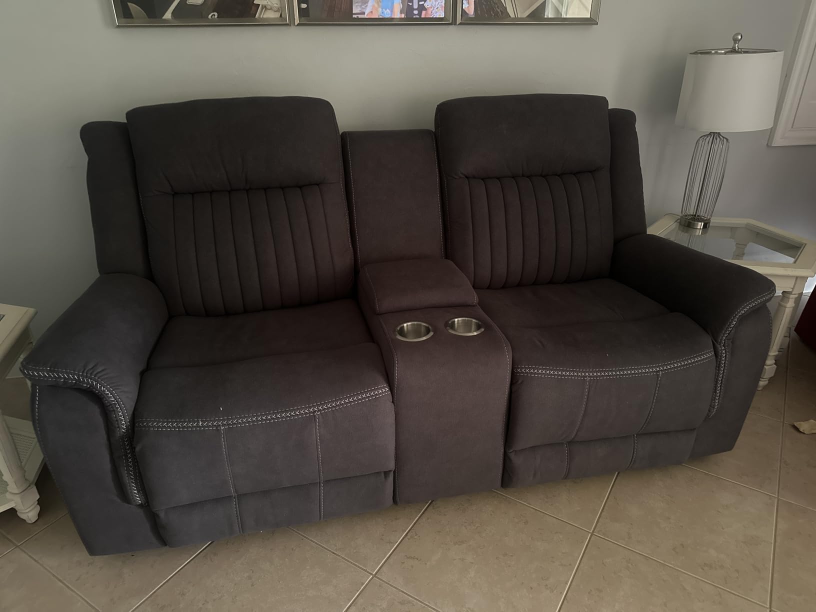 Lexicon Polished Microfiber Wall Hugger Manual Reclining Chair, Gray | 39.5