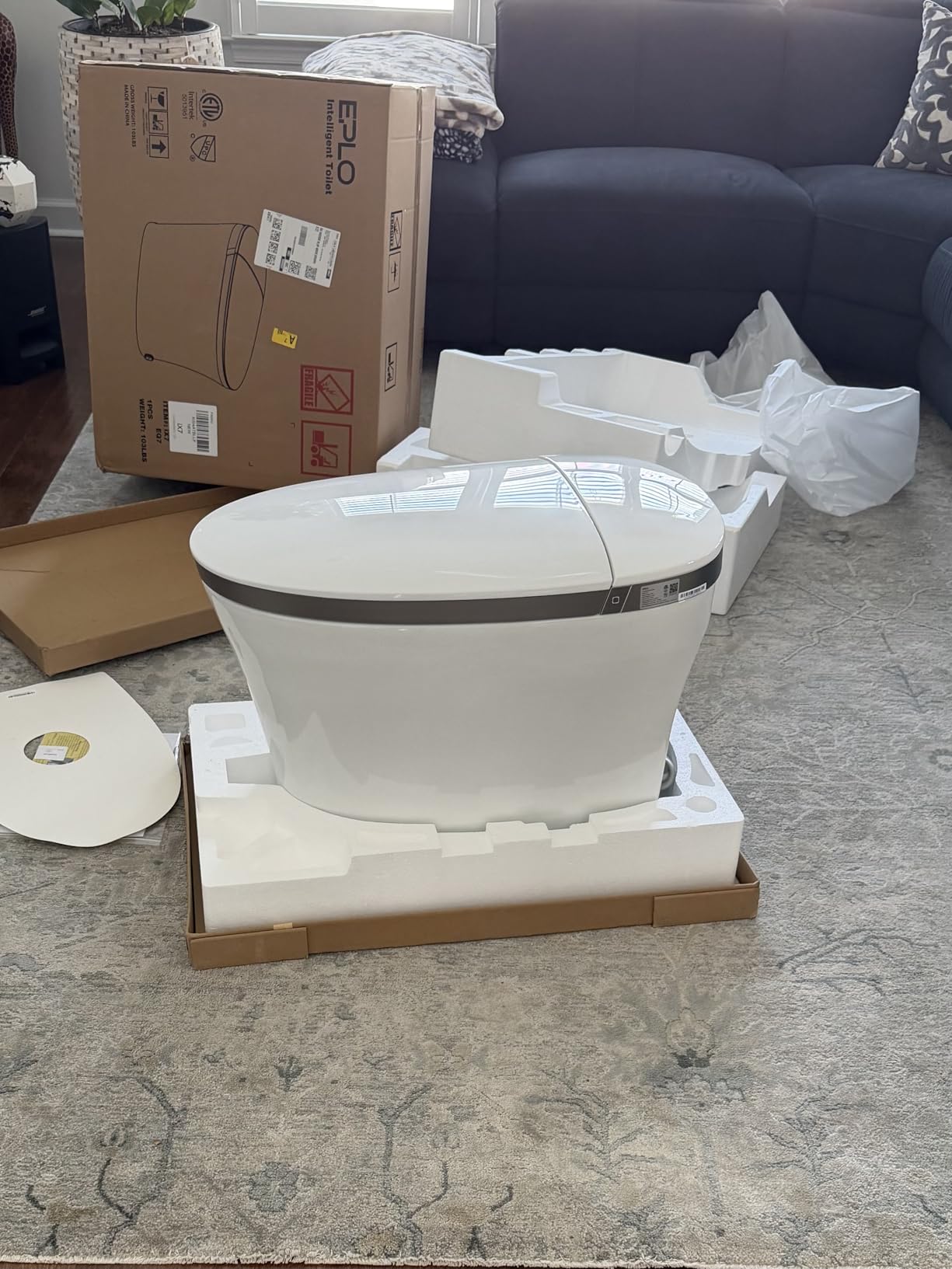 EPLO iX7 Smart Bidet Toilet with Auto Open/Close Heated Seat Foam Dispenser | Auto Flush,Tankless,High-Speed Dryer,Night Light, Warm Water Wash, ADA Comfort Height,ECO Modern,LED Display,Blackout Flush customer photo 2