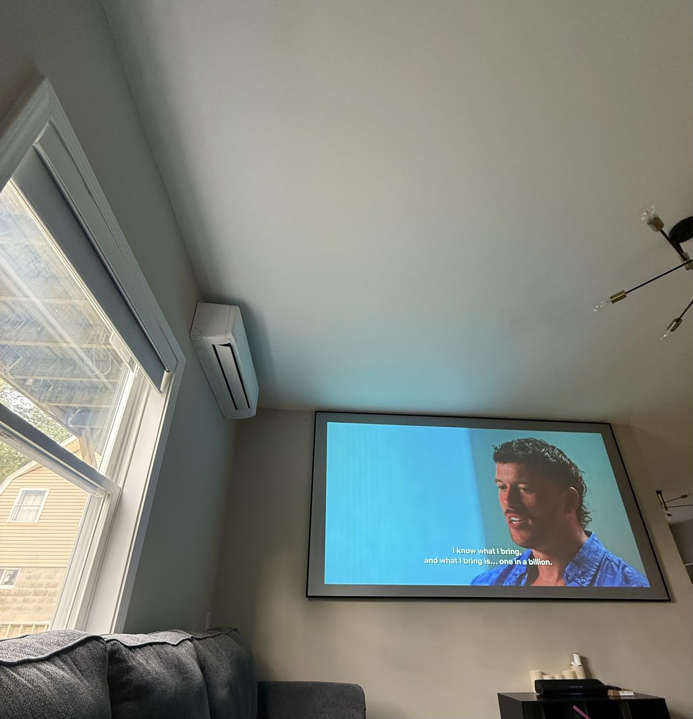 ALR Screen for Standard Throw Projector - 100 inch Fixed Frame Silver Screen | 70% Ambient Light Rejection, 4K/8K Ultra HD Active 3D 16:9, Wall-Mounted Gray Screen (Non-UST) - Home Theater/Living Room/Office customer photo 1