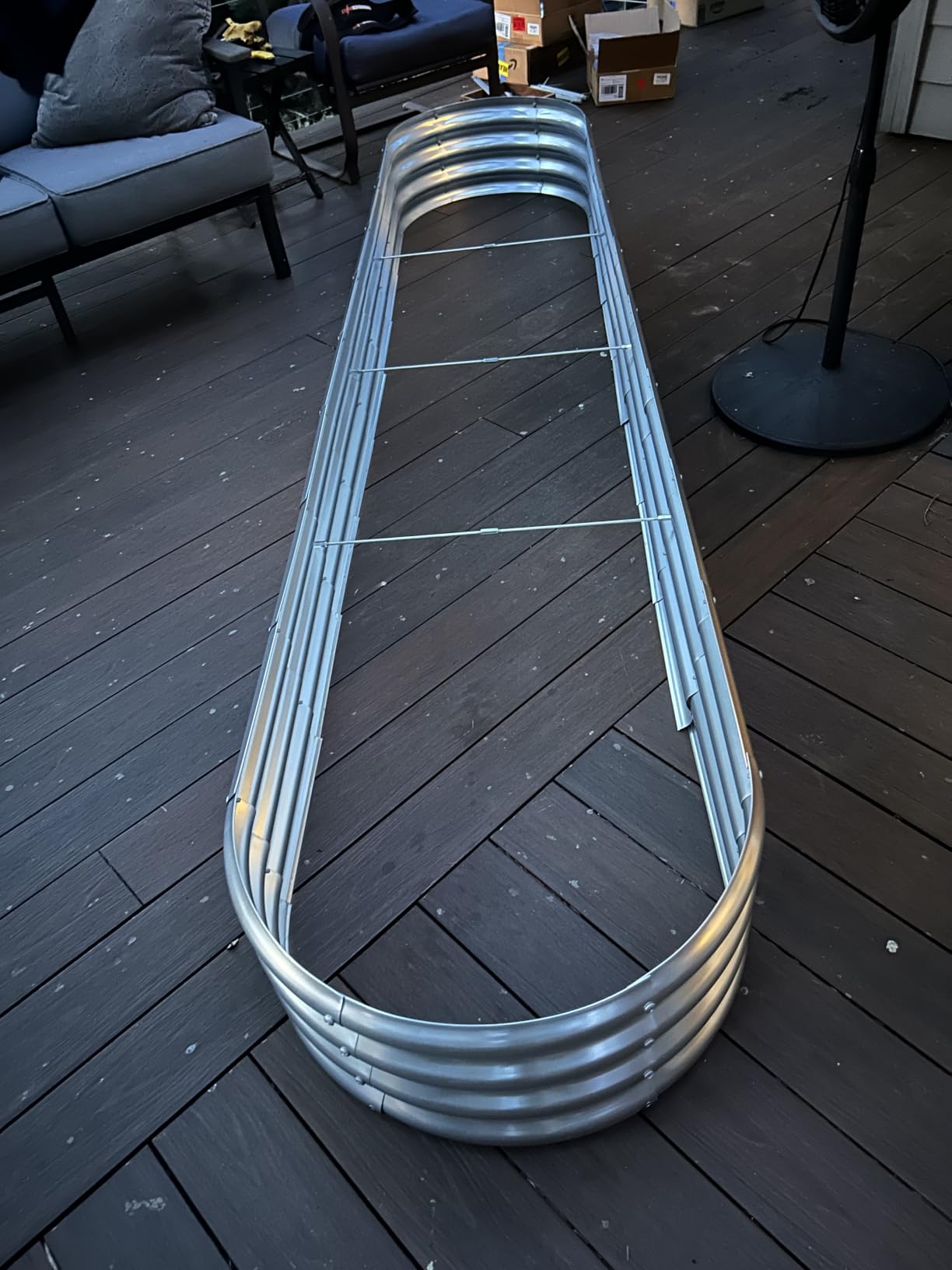 Land Guard 8ft Galvanized Raised Garden Bed Kit, Raised Garden Boxes Outdoor, Oval Metal Raised Garden Beds for Vegetables, Silver,108 Gallon Capacity(with 10 Connecting rods) customer photo 2