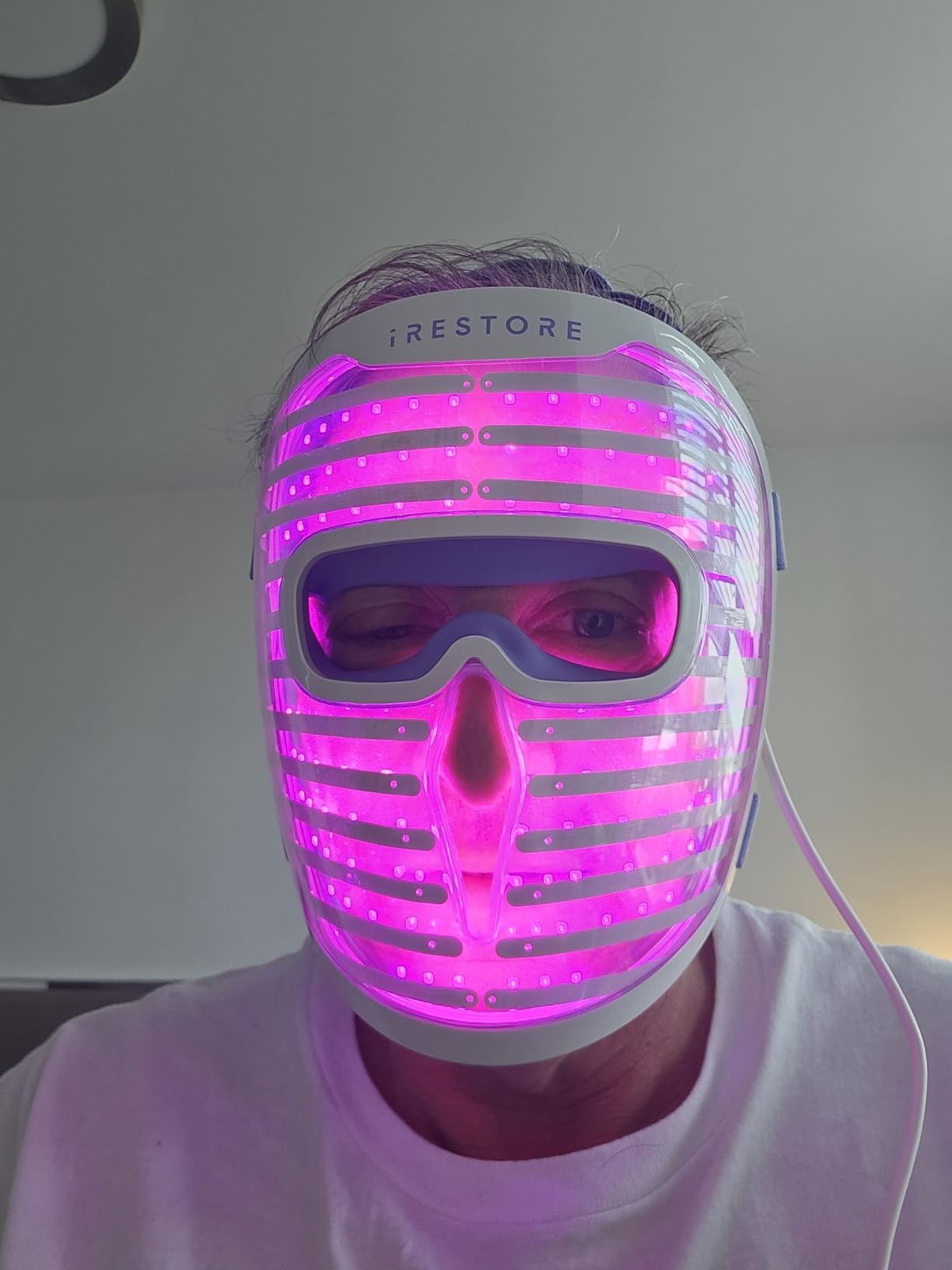 iRestore LED Face Mask for Youthful Skin, Red Light Therapy for Face, Red, Blue & Infrared Therapy for Wrinkles, Fine Lines, Dark Spots with 360 LEDs, Skincare Device for Women & Men customer photo 2