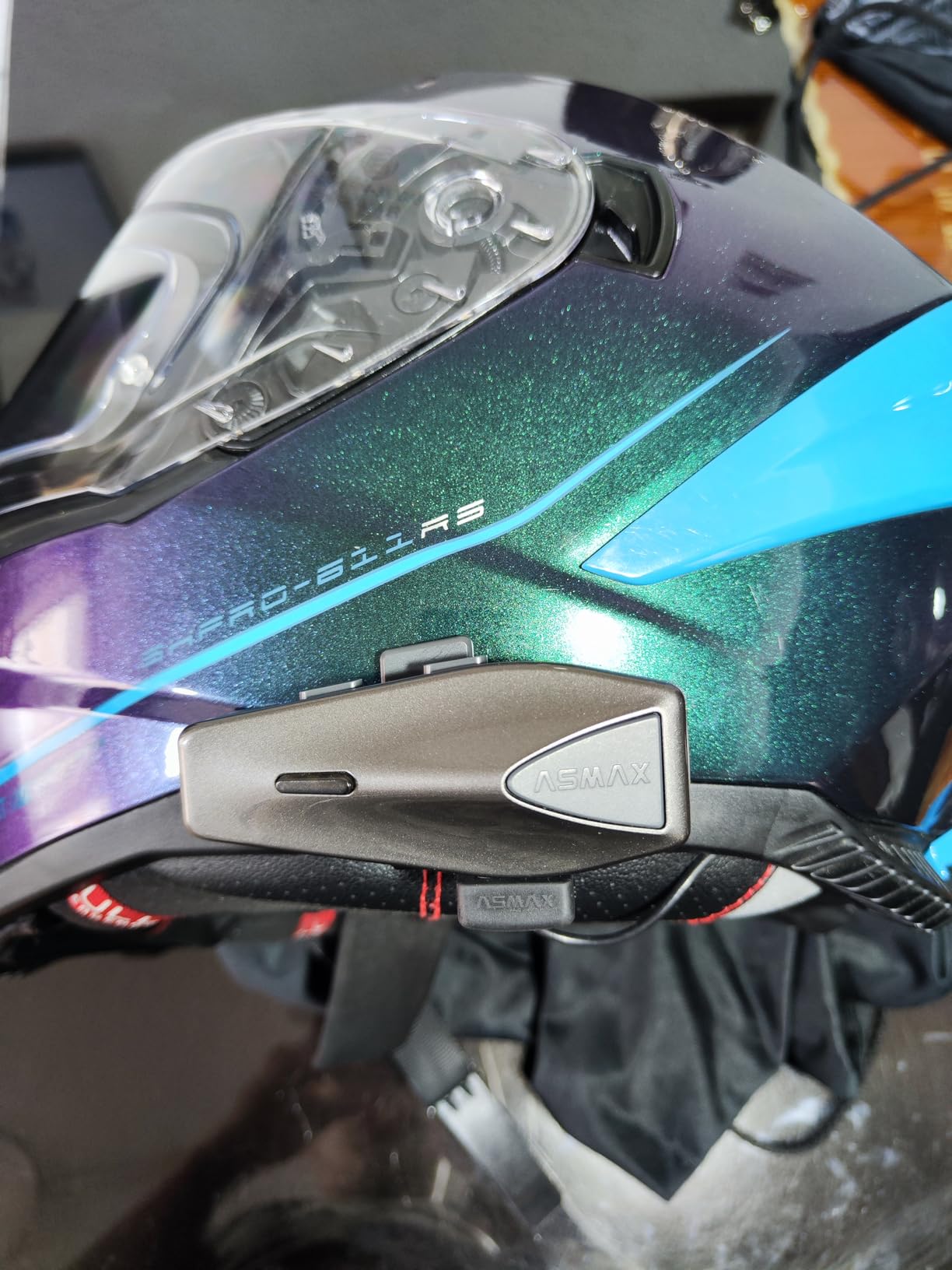 ASMAX S1 Motorcycle Bluetooth Headset with Smart Voice Control, 2 Pack | 8-Rider Mesh Helmet Intercom, 50 Riders via APP, ENC, Dual Chip Bluetooth 5.4, OTA Updates, Music Share, IPX7 Waterproof, FM customer photo 2