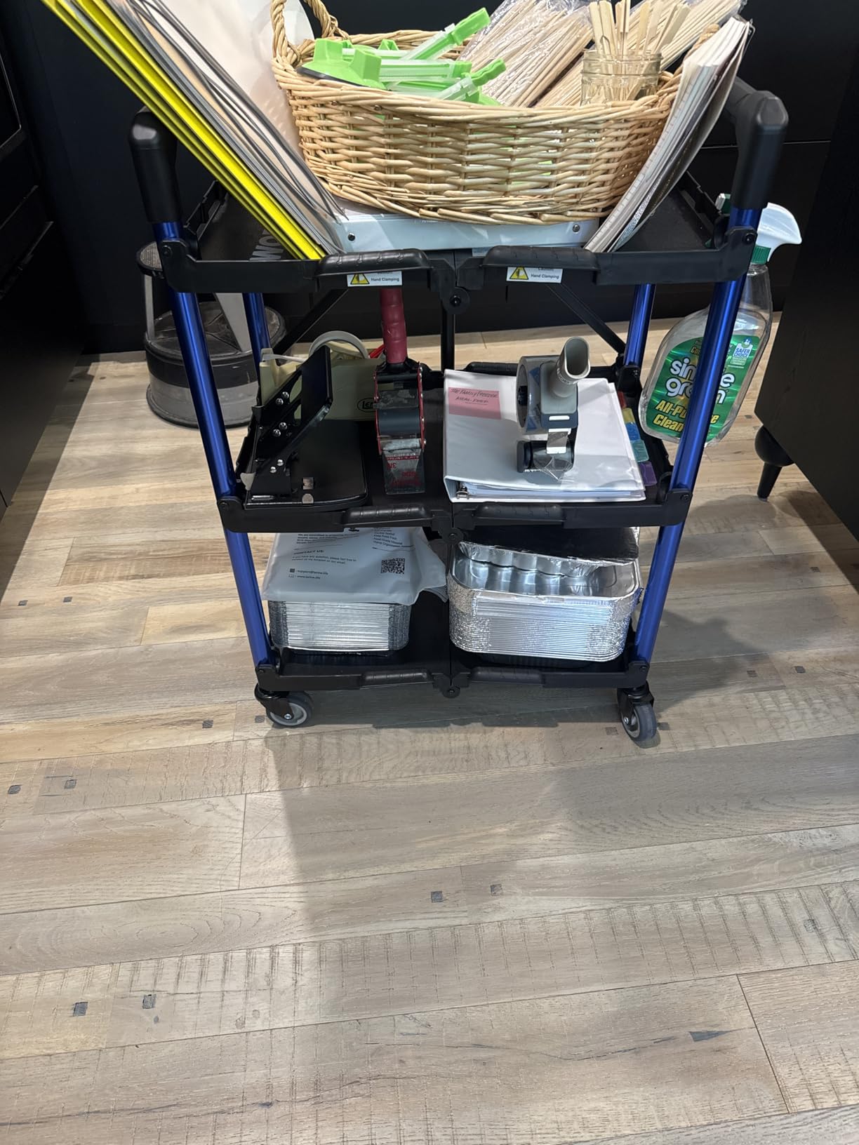 WORKPRO 3-Tier Collapsible Utility Cart, 210 LBS Cart with Wheels customer photo 1