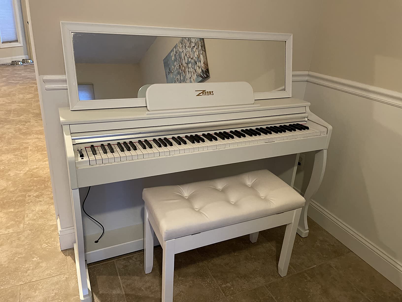 Digital Piano, 88 Key Full Weighted Keyboard Piano, Professional Acoustic Heavy Hammer Piano Keyboard, with Sheet Music Stand, Triple Pedal, Power Adapter, Supports USB-MIDI Connecting, White customer photo 1