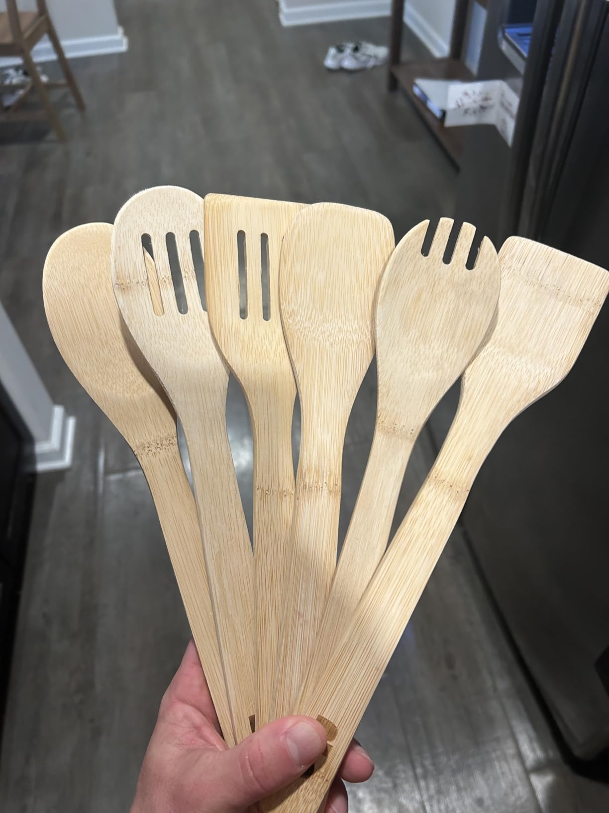 Riveira Dark Bamboo Wooden Spoons for Cooking 6-Piece, Apartment Essentials Wood Spatula Spoon Set customer photo 1