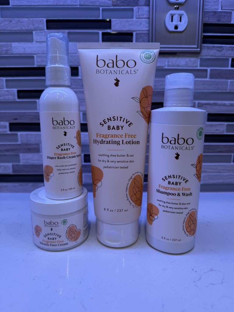 Babo Botanicals Baby Care Essentials Gift Set - Skincare, Bath & Diaper - For Delicate Skin, Fragrance-Free with Shea Butter, Includes Reusable Carry Pouch - Natural & Plant Based - 5 Items Set customer photo 2
