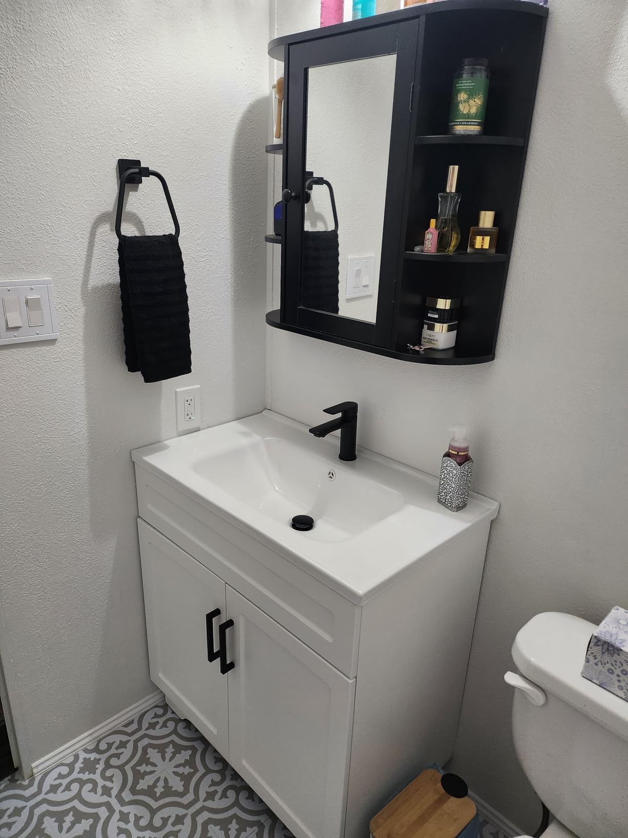 Smhxo Bathroom Vanity with Ceramic Sink, Bathroom Vanity Cabinet with 2 Doors, 24 Inches Wooden Cabinet with Sink, White customer photo 1