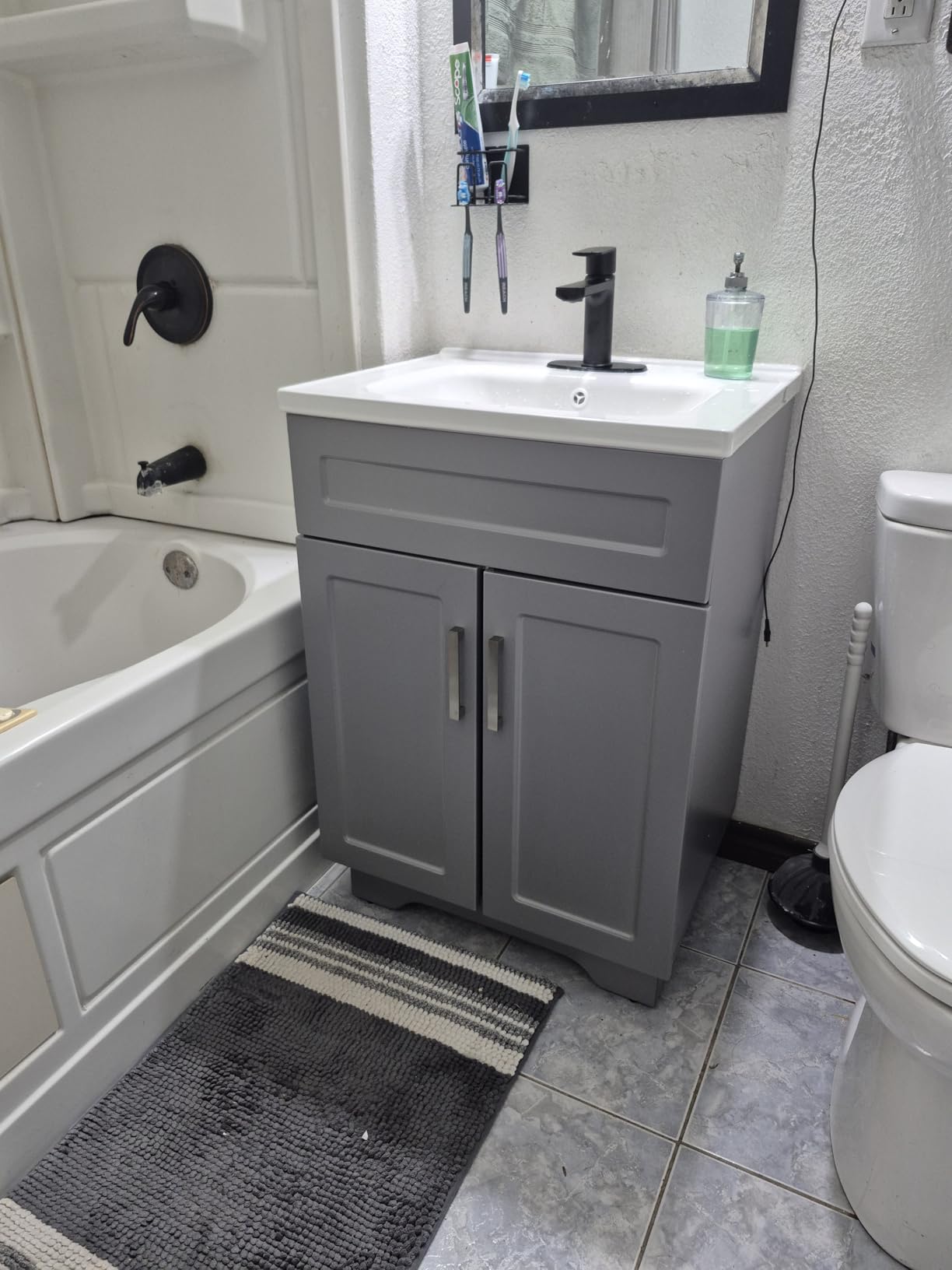 Smhxo Bathroom Vanity with Ceramic Sink, Bathroom Vanity Cabinet with 2 Doors, 24 Inches Wooden Cabinet with Sink, White customer photo 2