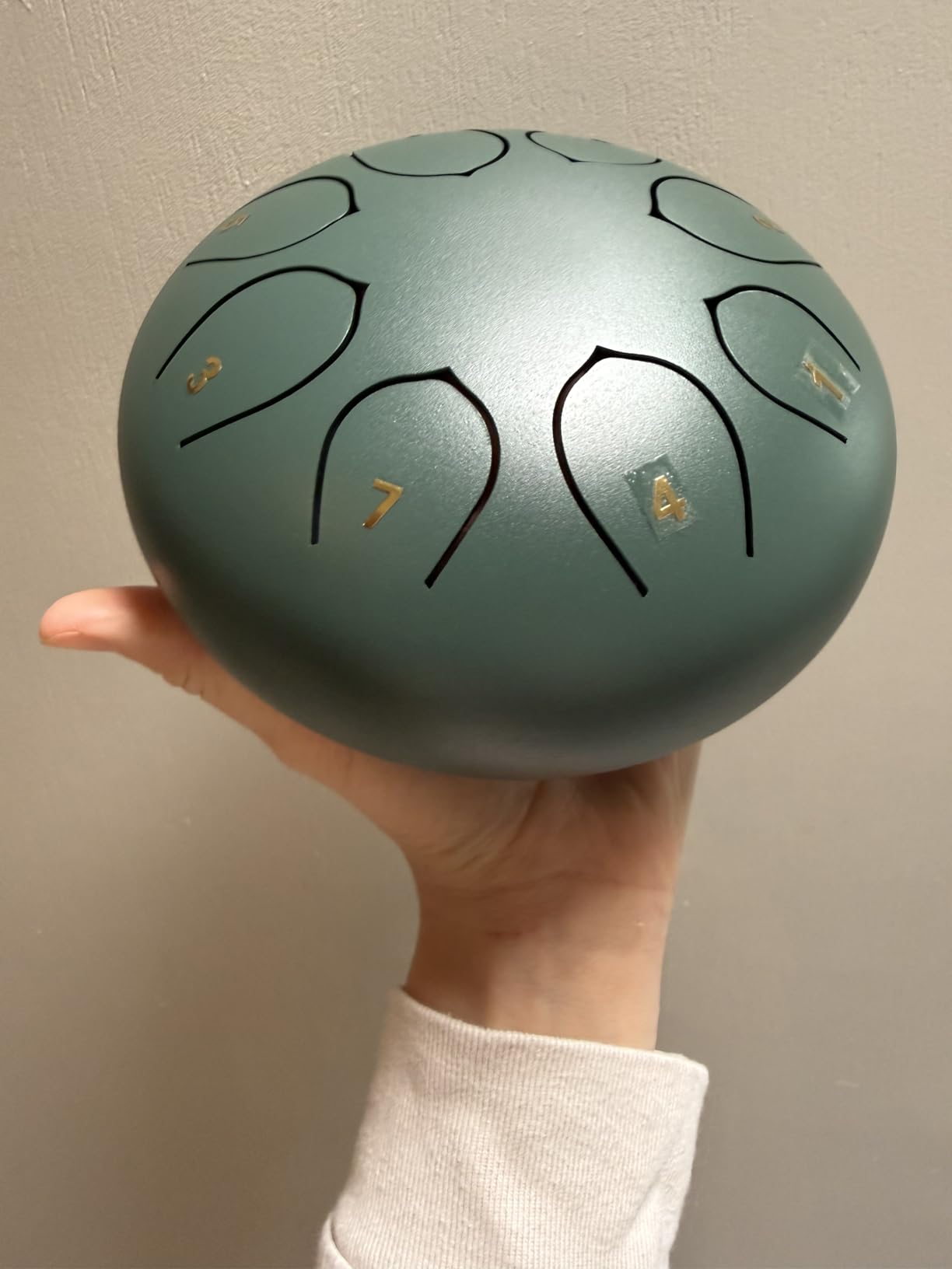 Rain Drum for Outside Garden, 6 Inches 8 Notes Steel Tongue Chakra Drums, Waterproof Meditation Rain Chime, Musical Instruments for Adult Gift with Bag, Music Book, Drum Mallets (Green) customer photo 1