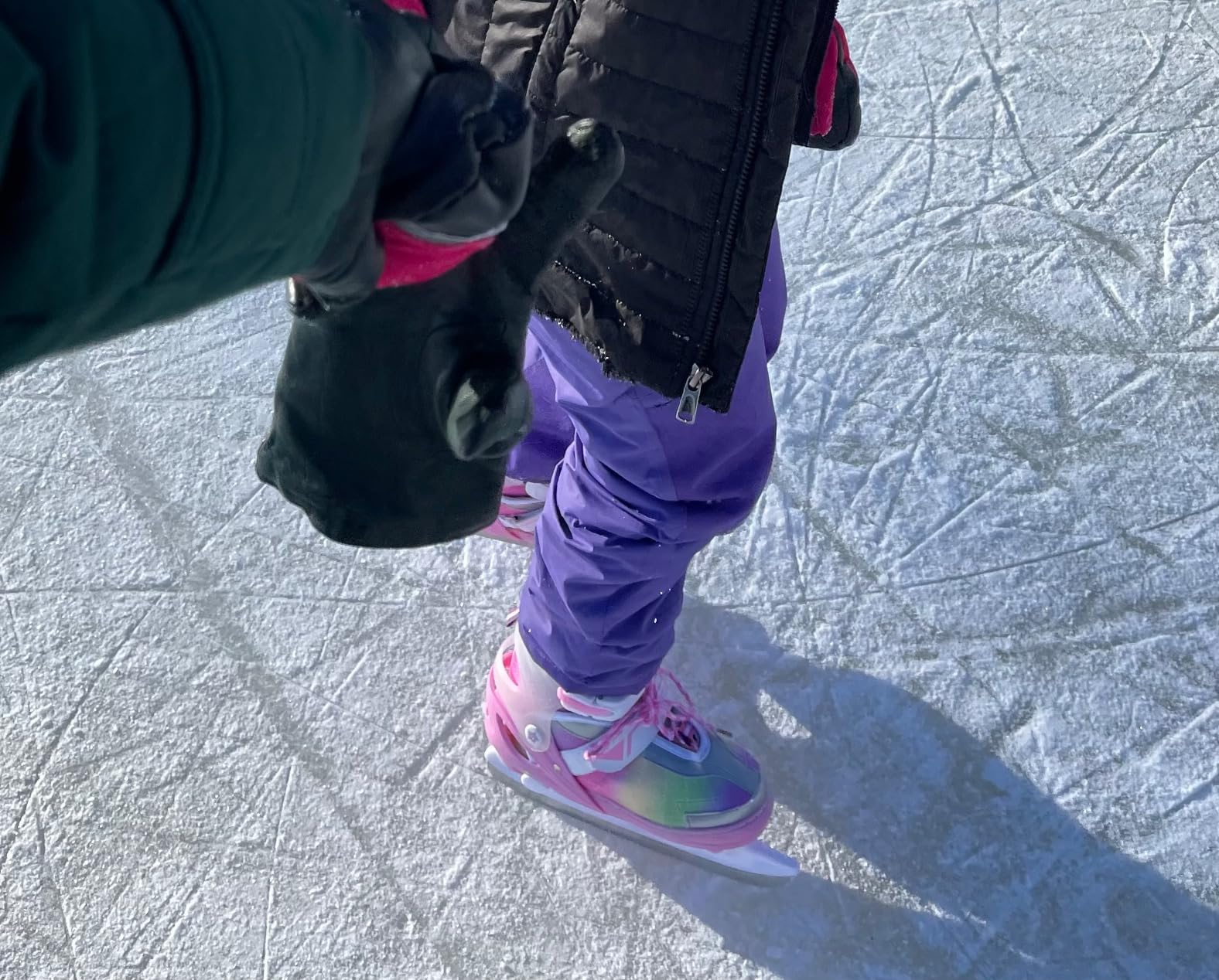 Adjustable Ice Skates for Kids Boys Girls, Blades Iceskates Ages 3-12, Pink, Purple, Black, Blue Warm Ice Skating Shoes for Outdoor and Rink customer photo 1