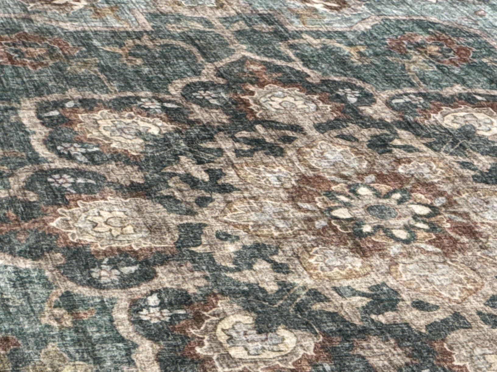 TOPRUUG Washable Oriental Area Rug - 6ft Round Rugs for Living Room Soft Carpet for Bedroom Waterproof Floral Distressed Indoor Stain Resistant Non-Shedding Floor Carpets (Beige, 6ft-Round) customer photo 1