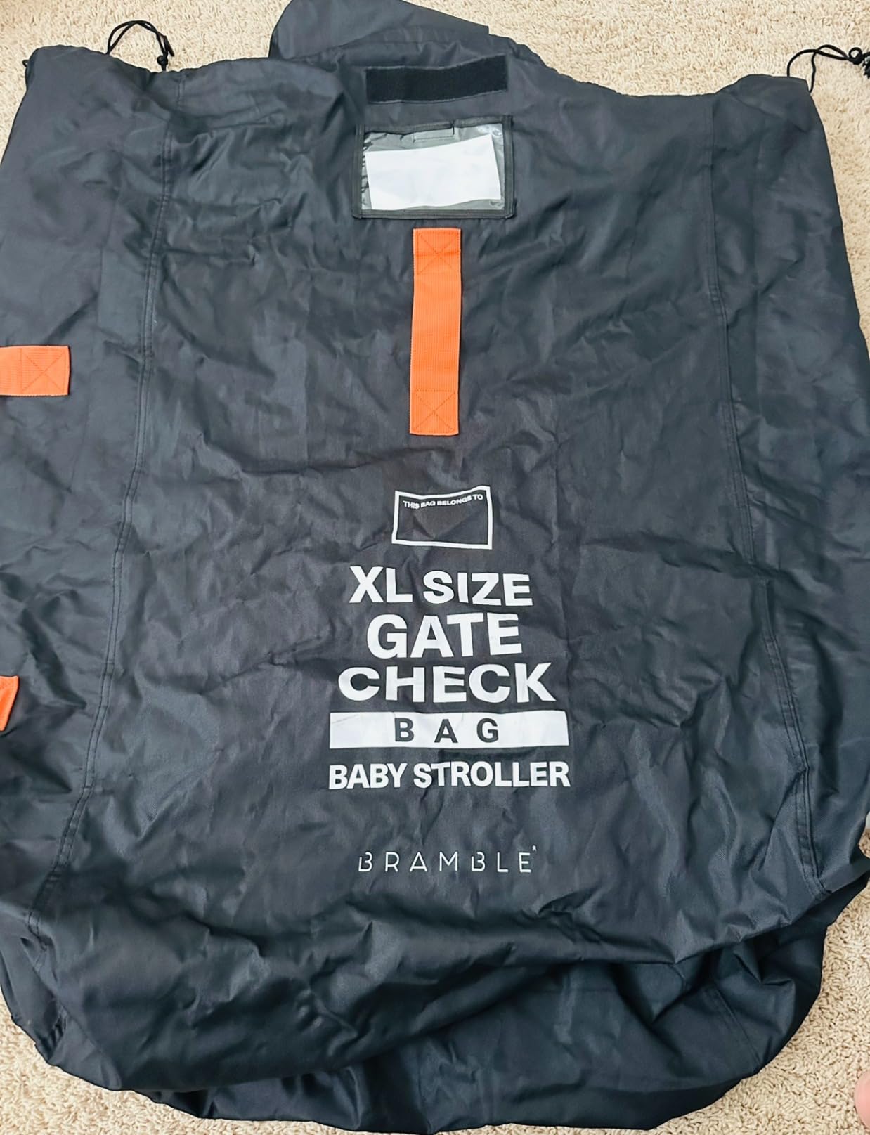 Bramble - Stroller Bag for Airplane Gate Check - Water Resistant Ballistic Nylon Travel Bag with Padded Neoprene Straps, Carry Pouch & ID Window - 35 x 24 x 14 Inches (Black) customer photo 1