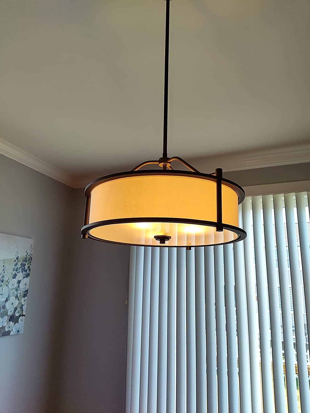 XiNBEi Lighting Drum Chandelier Black Pendant Light for Living Dining Room customer photo 1
