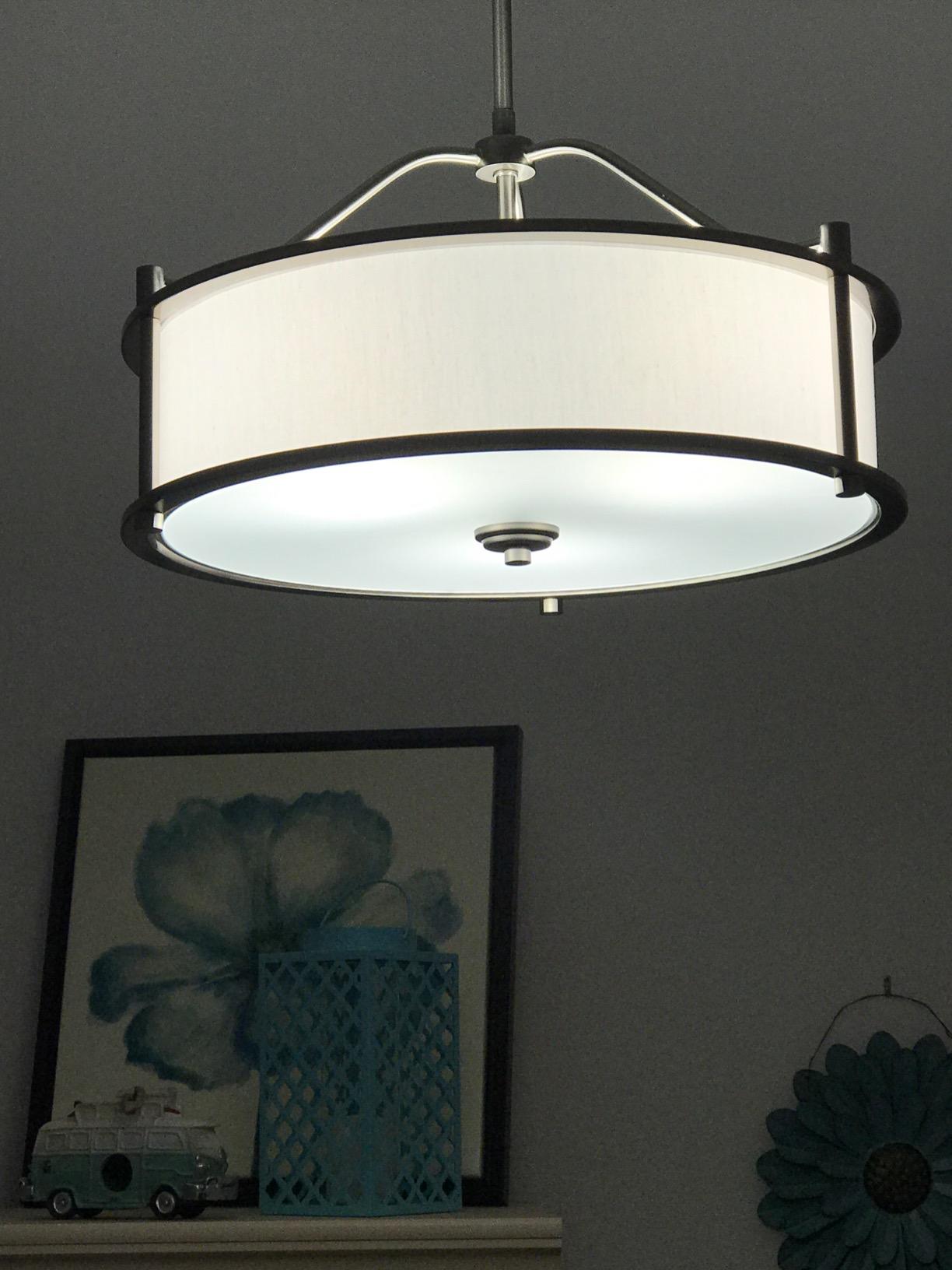 XiNBEi Lighting Drum Chandelier Black Pendant Light for Living Dining Room customer photo 2