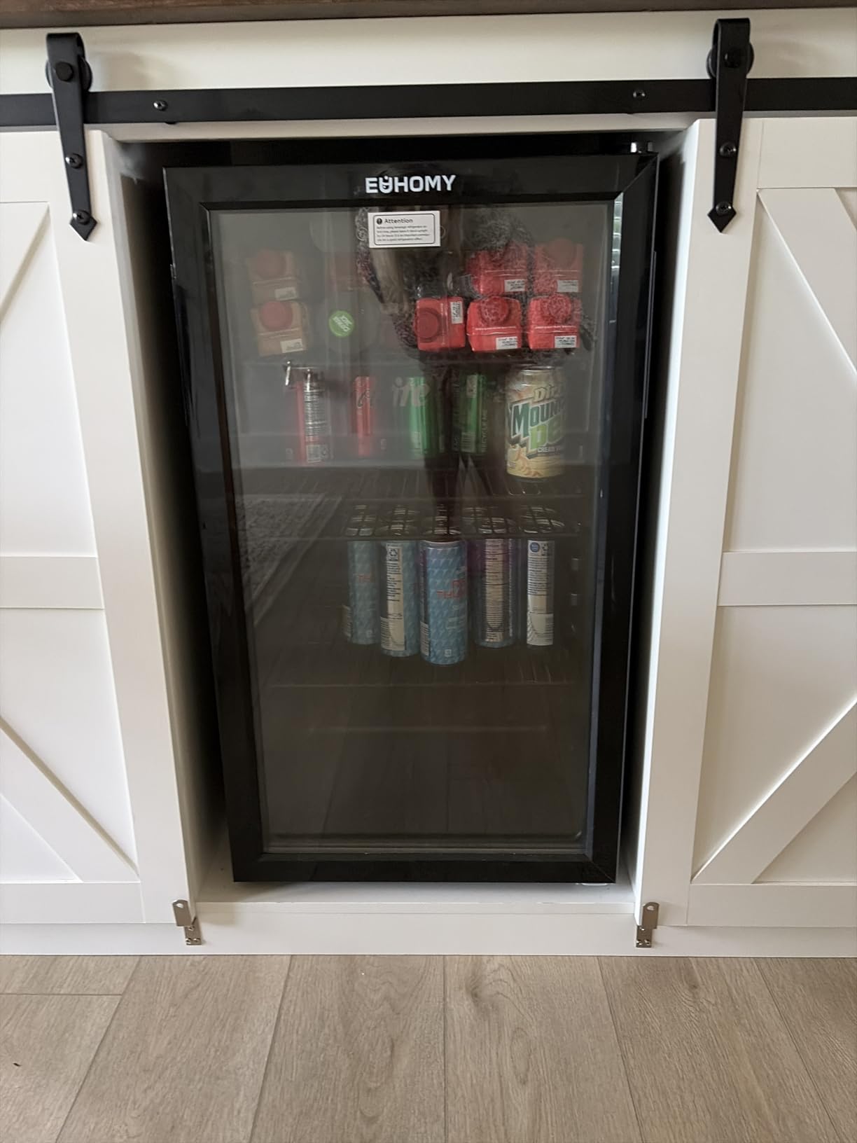 EUHOMY 125 Can Wine Cooler Refrigerator, Wine Fridge Glass Door, Black customer photo 1