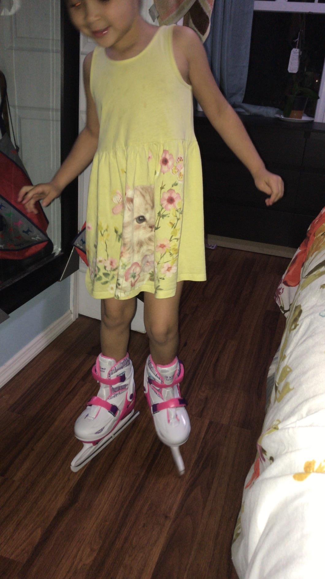 Xino Sports Adjustable Ice Skates - for Girls and Boys, Two Awesome Colors - Blue and Pink, Soft Padding and Reinforced Ankle Support, Fun to Skate!… customer photo 1