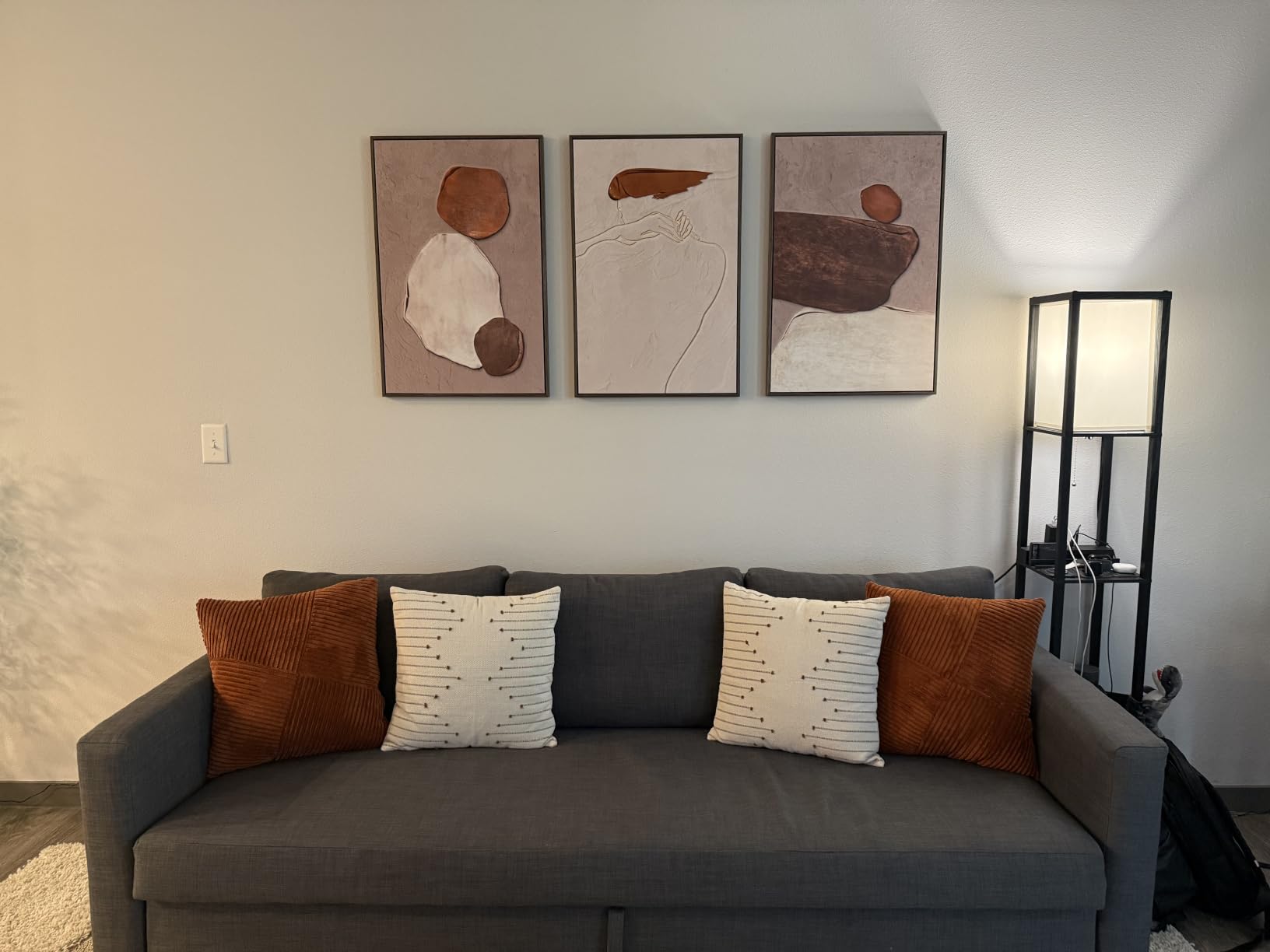 Framed Modern Minimalist Neutral Abstract Wall Art, Set of 3, Each 16x24 In customer photo 2