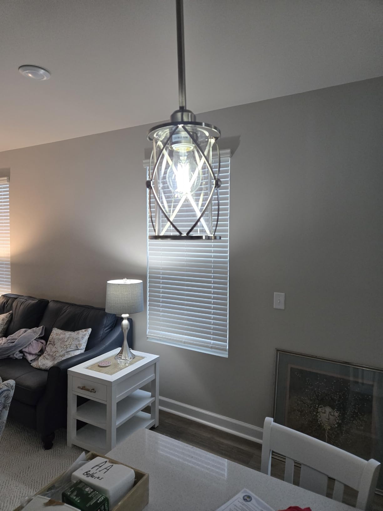4-Light Kitchen Island Lighting, Modern Brushed Nickel Dining Room Light Fixtures with Clear Glass, Farmhouse Industrial Linear Chandelier Pendant Light with Adjustable Chain, CH9176BN-4IS customer photo 2