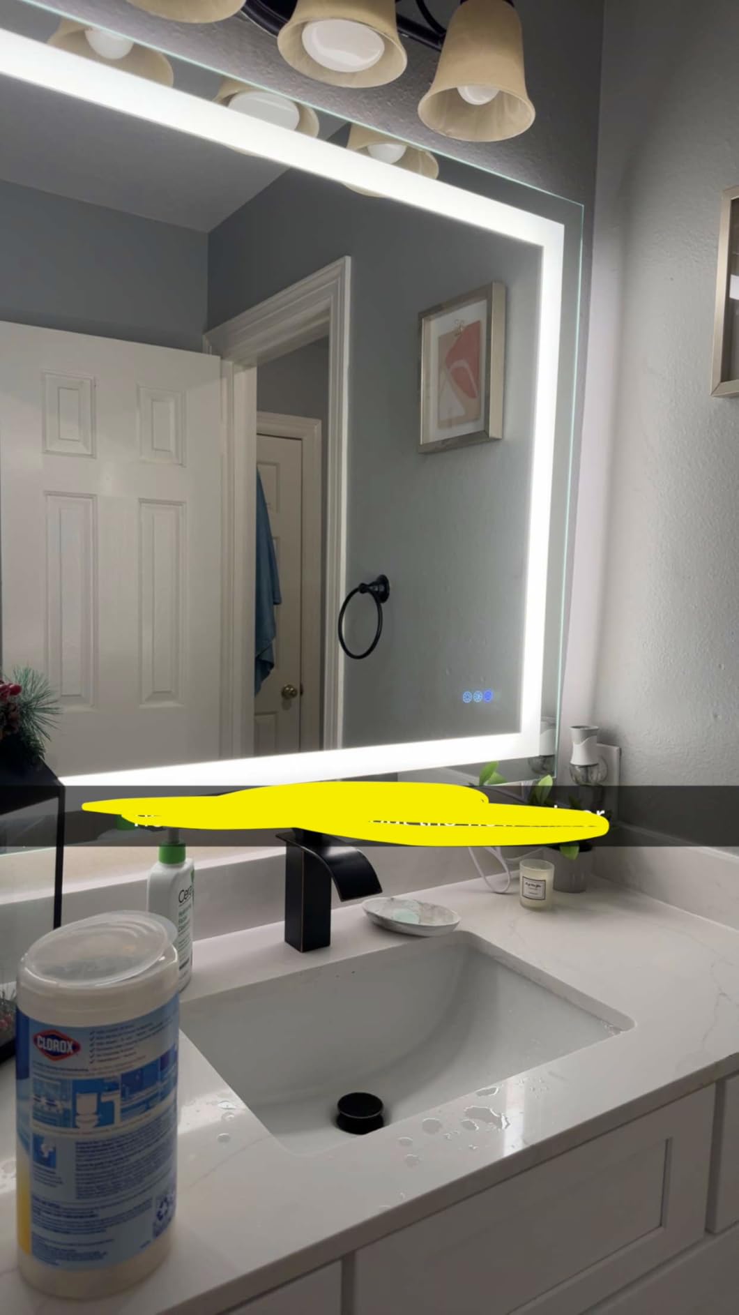 60x40 LED Bathroom Mirror, Dual Lit Anti-Fog Wall Vanity Mirror customer photo 2