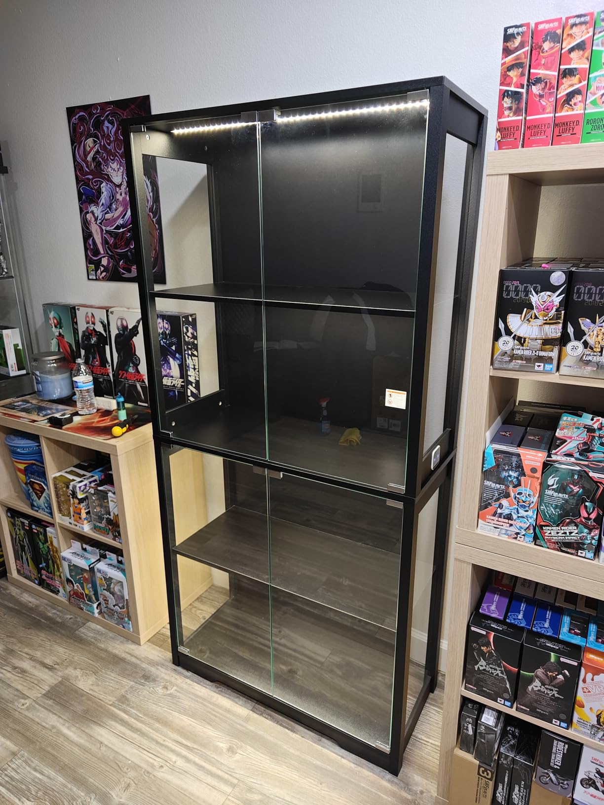 BROTTAR Display Cabinet with Glass Doors, 4-Tier Display Case, Black customer photo 2