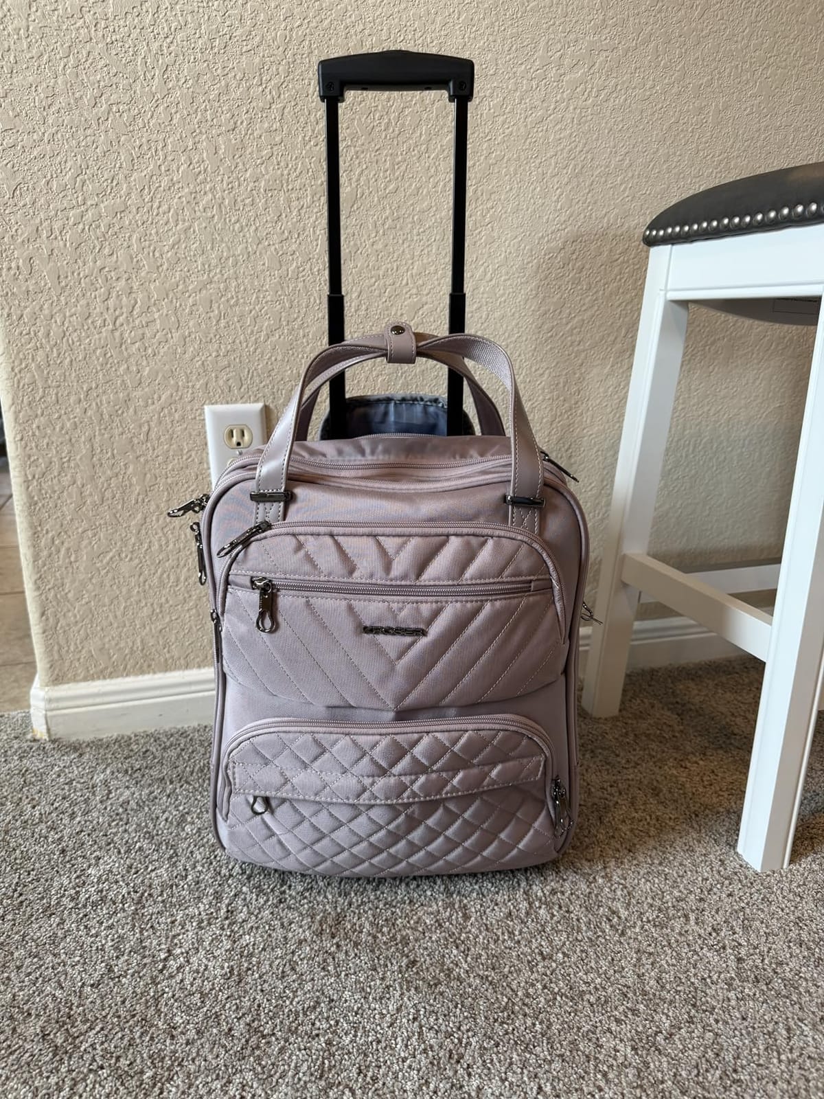 KROSER Carry On Underseat Multi-functional, 16-inch Underseater Lightweight Overnight Suitcase for Women, Navy customer photo 2