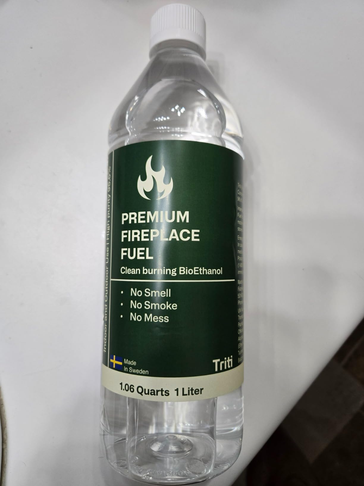 Triti Bioethanol Fireplace Fuel, Denatured Alcohol – Odorless & Smokeless – 1 Liter | Tabletop Fire Pit Fuel, Tabletop Fireplace & Alcohol Stove Fuel | Indoor/Outdoor customer photo 1