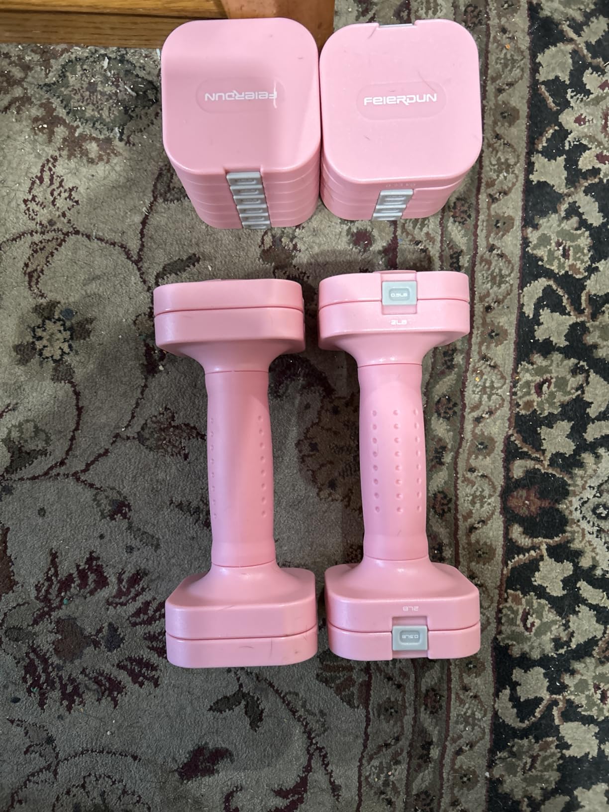 FEIERDUN DB3 5-in-1 Adjustable Dumbbell Set, 6LB/10LB Pair Adjustable Weights for Women at Home, Dual Locking Stable Hand Weights with TPU Soft Handle, Home Gym, Rehab, Pilates, Yoga, Strength Training customer photo 2