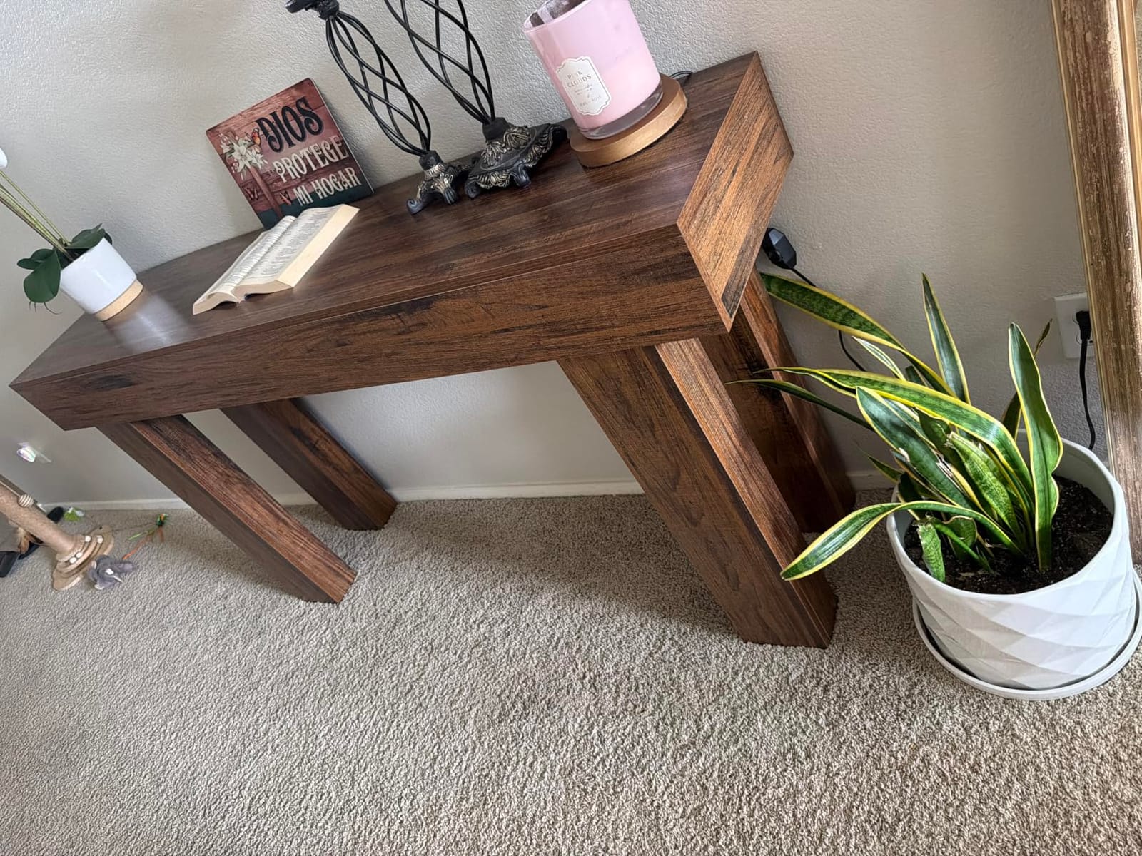 Tribesigns 63-Inch Long Console Table, Wooden Rectangular Sofa Table Behind The Couch, Farmhouse Entryway Table for Entrance, Hallway, Living Room (Natural) customer photo 1