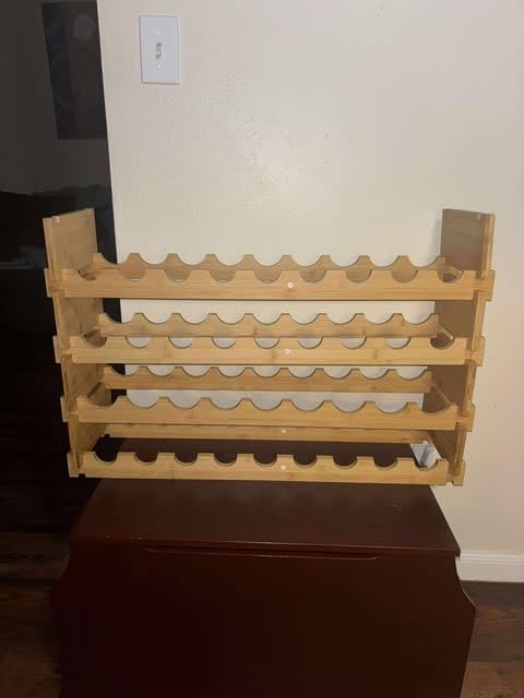 Amazon Basics Stackable Natural Bamboo Wine Rack, 36 Bottle Capacity, Easy to Assemble customer photo 1