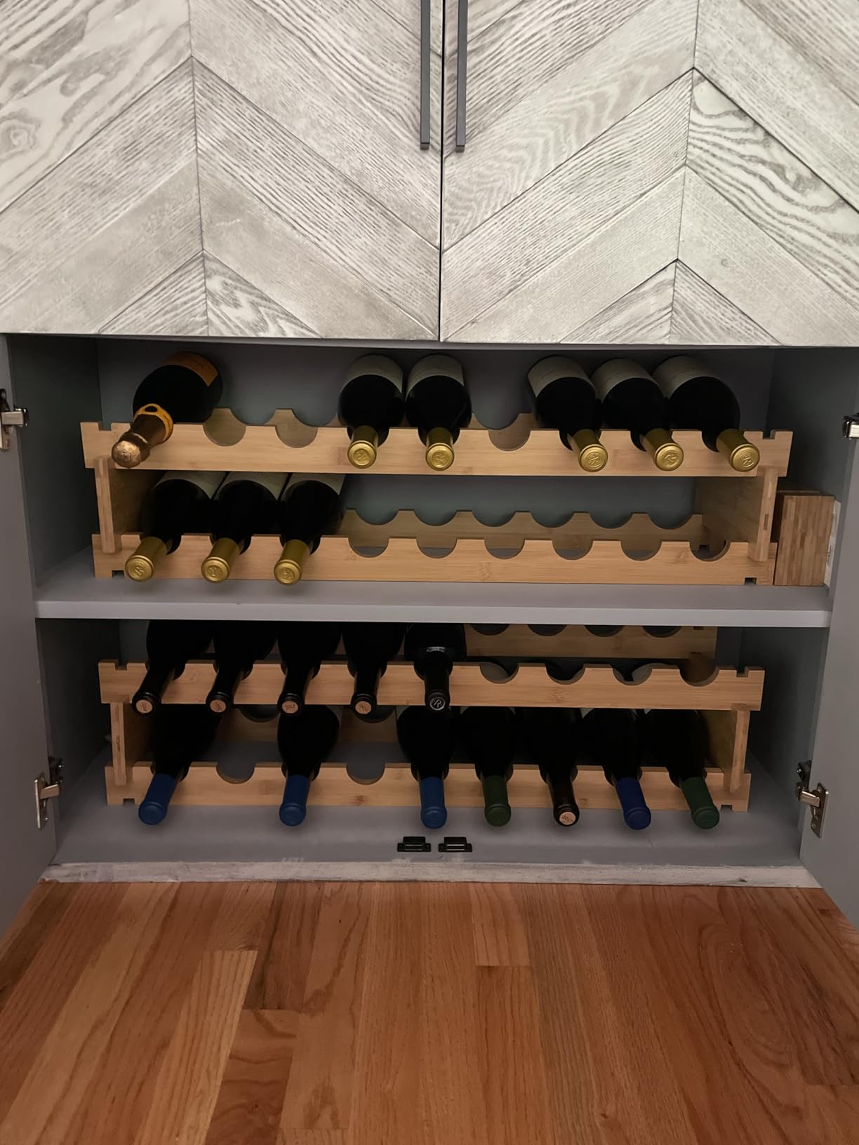 Amazon Basics Stackable Natural Bamboo Wine Rack, 36 Bottle Capacity, Easy to Assemble customer photo 2