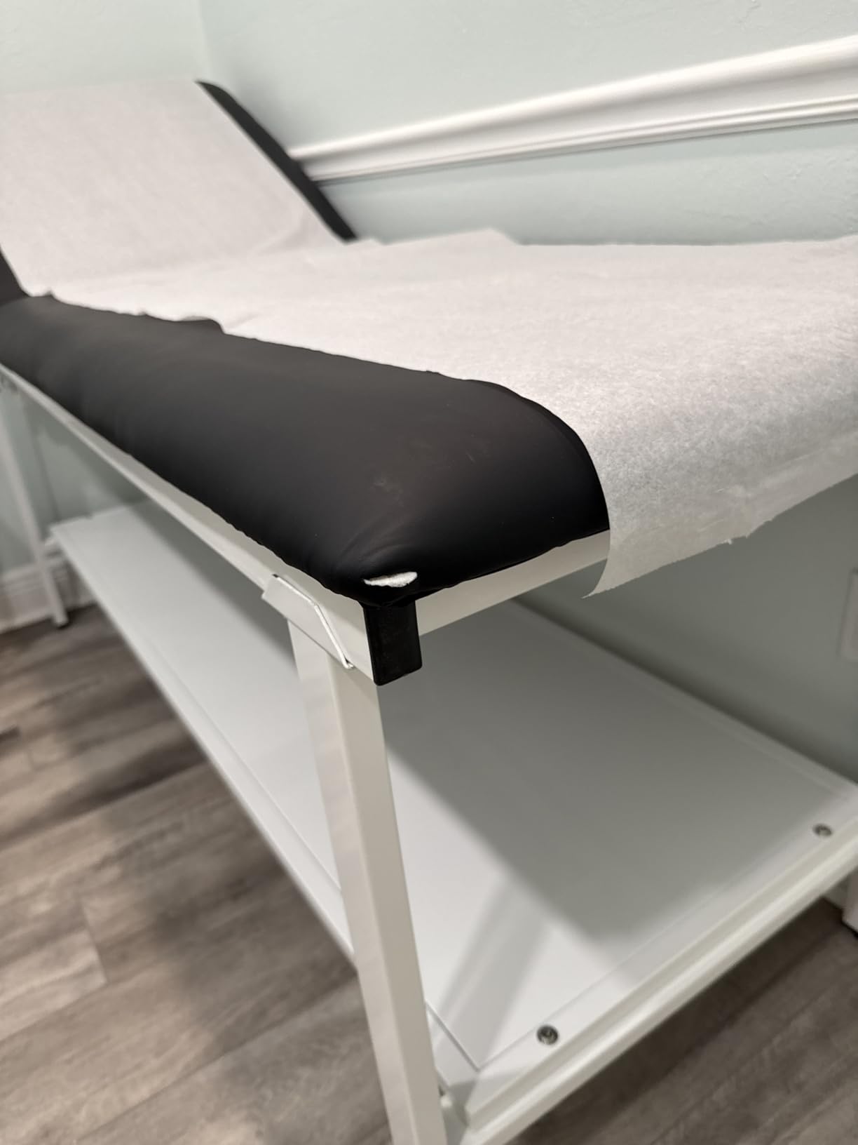 Adjustable Exam Table with Paper Roll Dispenser & Shelf, Physical Therapy Medical Exam Table, Patient Examination Bed, Durable, Low Maintenance and Holds Up to 400 Lbs (Black) customer photo 1