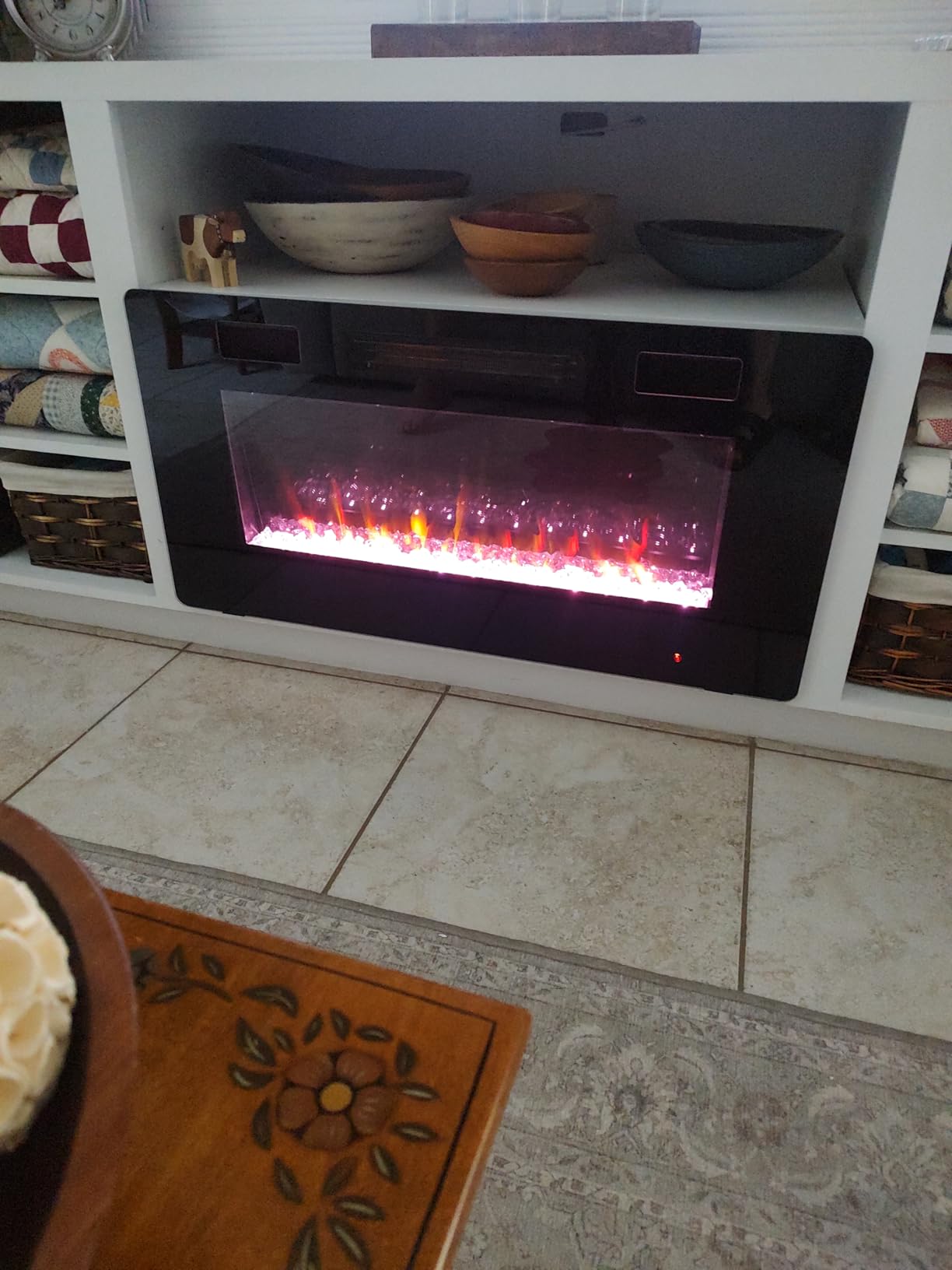 43” Electric Fireplace Mantel Freestanding Electric Fireplace, Remote Control, Adjustable Led Flame, 750W/1500W Black customer photo 1