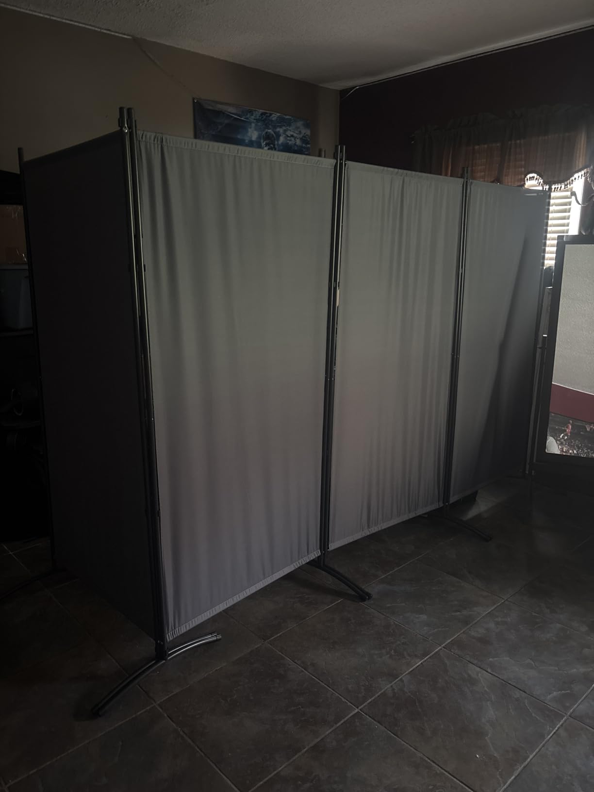 Room Divider 6FT 4 Panel Folding Privacy Screen with Lockable Wheels,Black customer photo 1