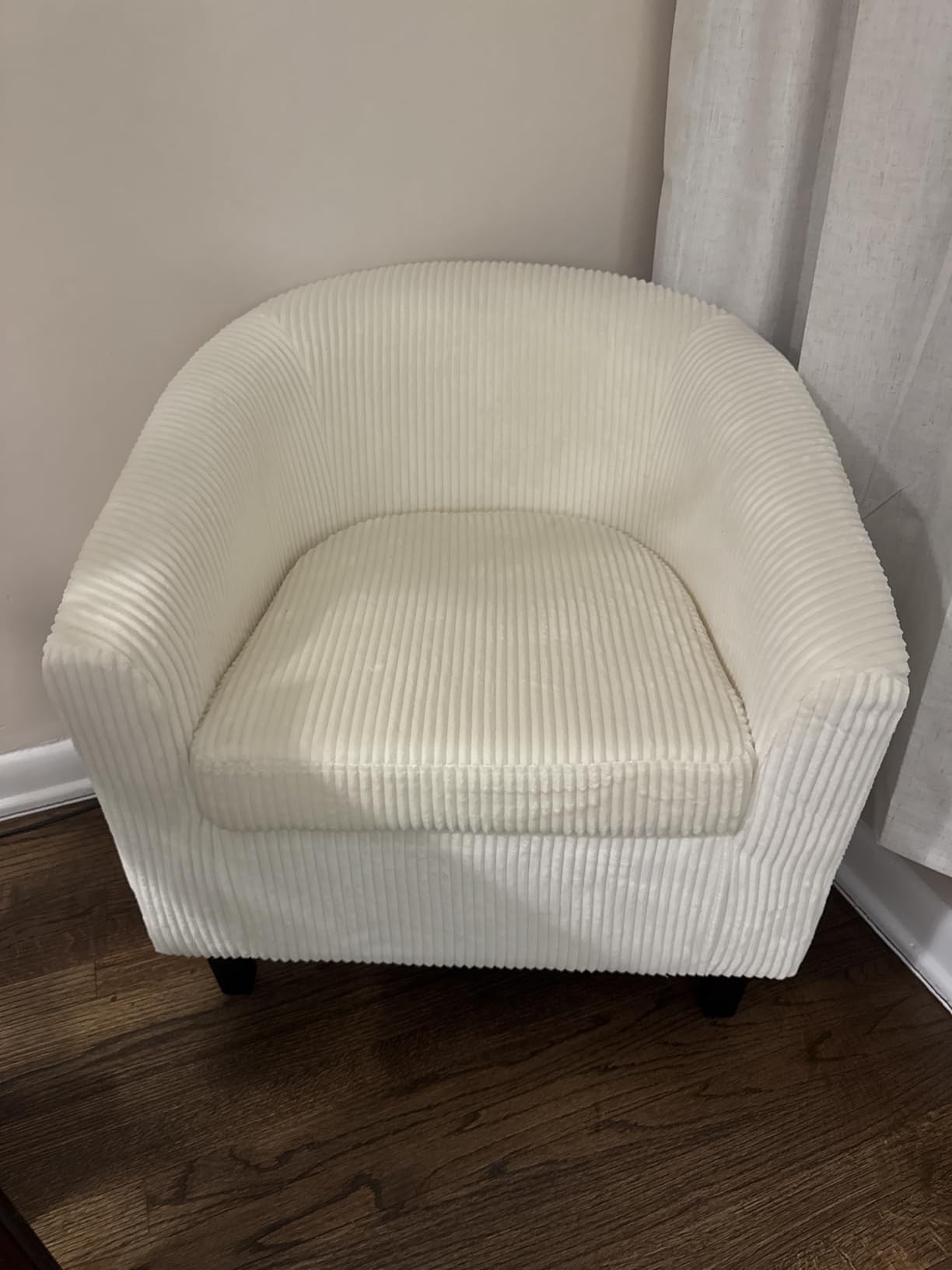 Yaheetech Accent Chairs, Corduroy Barrel Armchairs, Dark Green customer photo 1