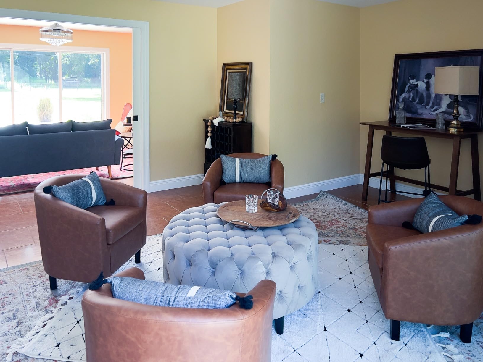 Yaheetech Accent Chairs, Corduroy Barrel Armchairs, Dark Green customer photo 2