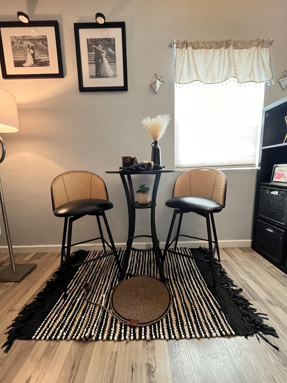 CHOEZON Round Bar Table, 2-Tier High Top & Counter Height Dining Table, for Bistro, Pub, Kitchen, Living Room, Rustic Brown and Black TBT03BF customer photo 2