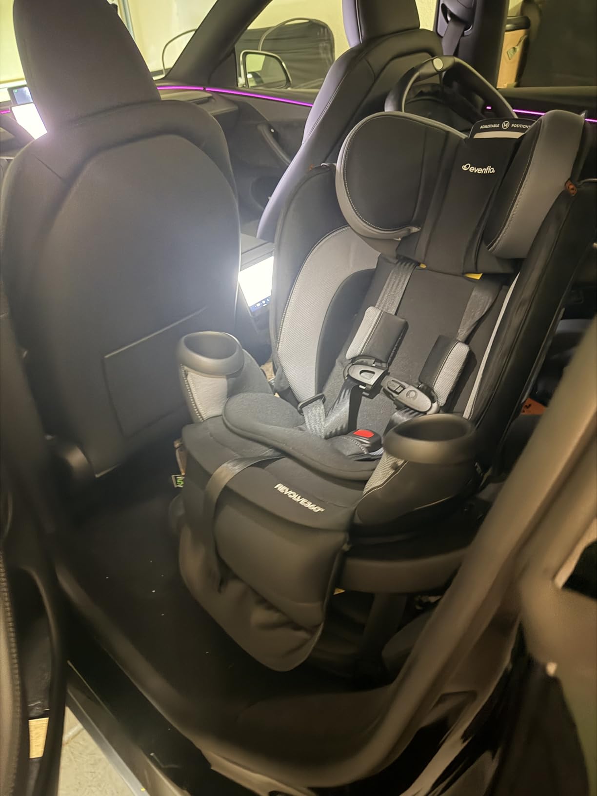Evenflo Revolve360 Extend All-in-One Rotating Car Seat | with Quick Clean Cover, Rear-Facing, Forward-Facing, Highback Booster Mode, Infant to 12 Years (Rowe Pink) customer photo 1