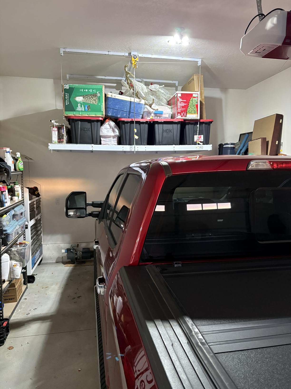 Garage Ceiling Storage Racks - 4x8 FT Overhead Garage Storage Rack with Safety Lock, Heavy-Duty Ceiling Mounted Lift System and Storage Organizer, Ideal for Maximizing Overhead Space, 325 lbs Capacity customer photo 2