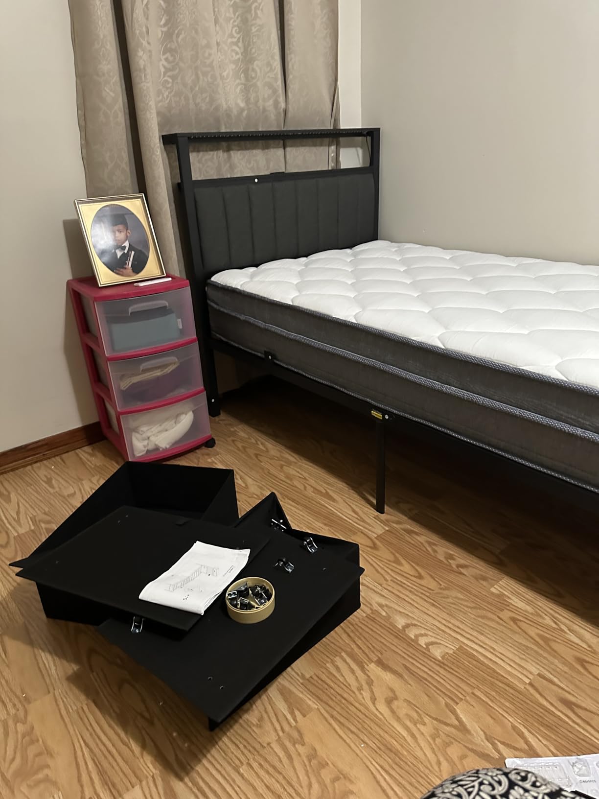 Furnulem Twin Bed Frames with Storage Drawers and Upholstered Headboard customer photo 2