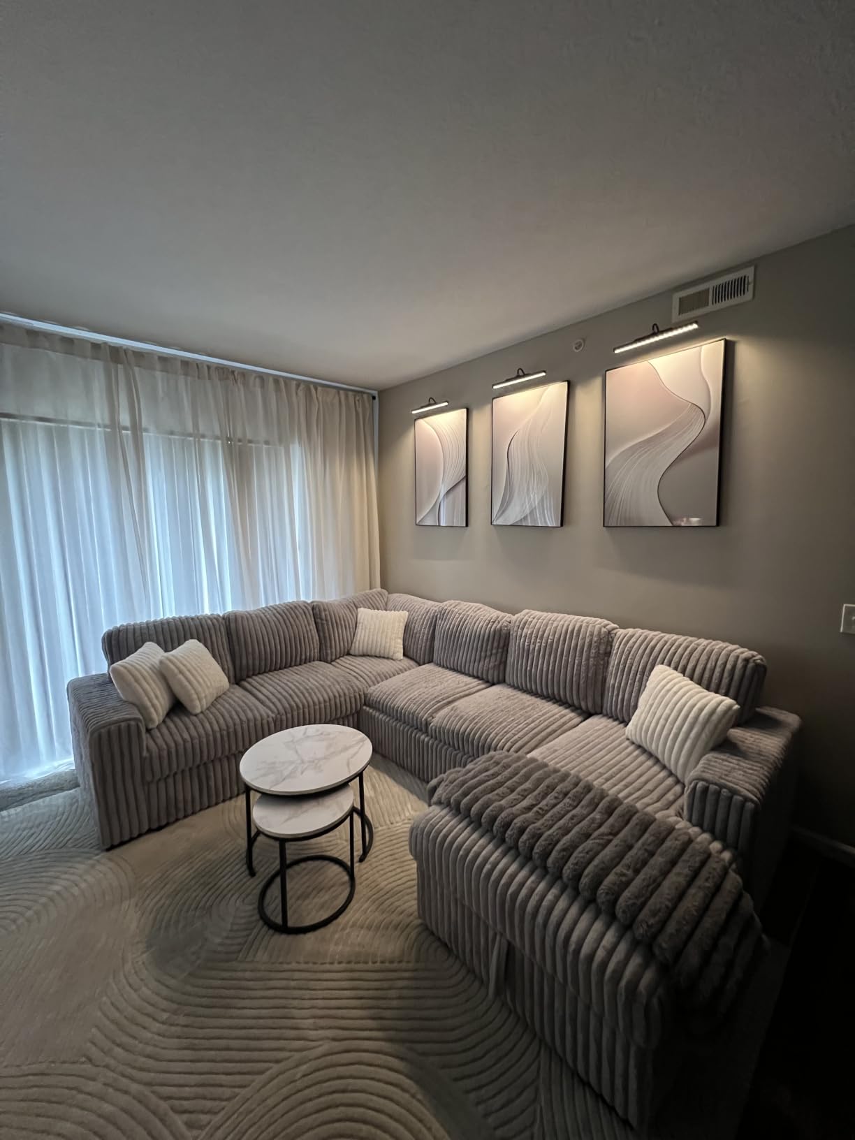 Large Framed Modern Abstract Wall Art for Living Room, 3 Piece 24x36 In customer photo 2