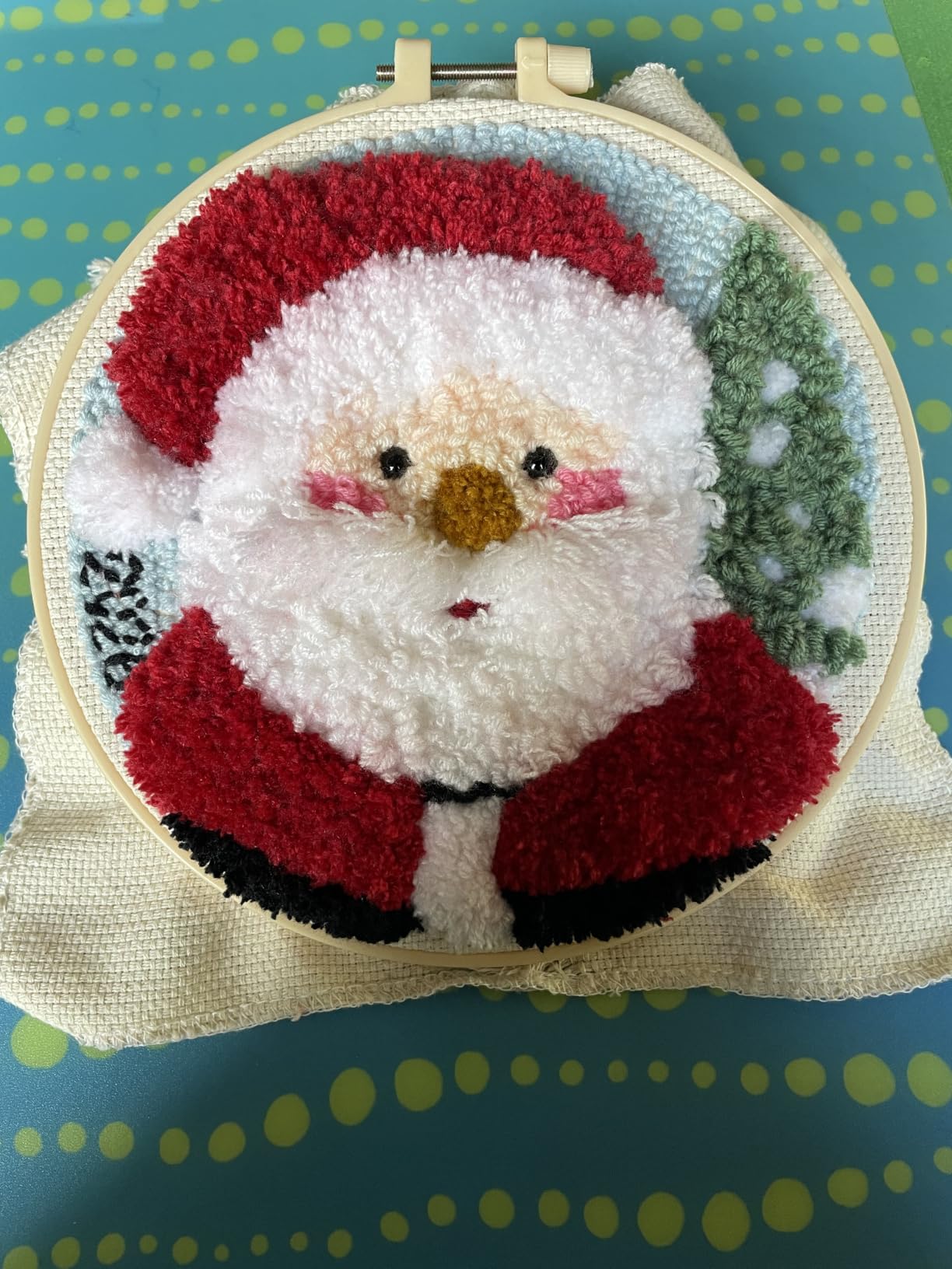 DIY Punch Needle Kits Santa Claus with Hoop 20x20cm-9 customer photo 1
