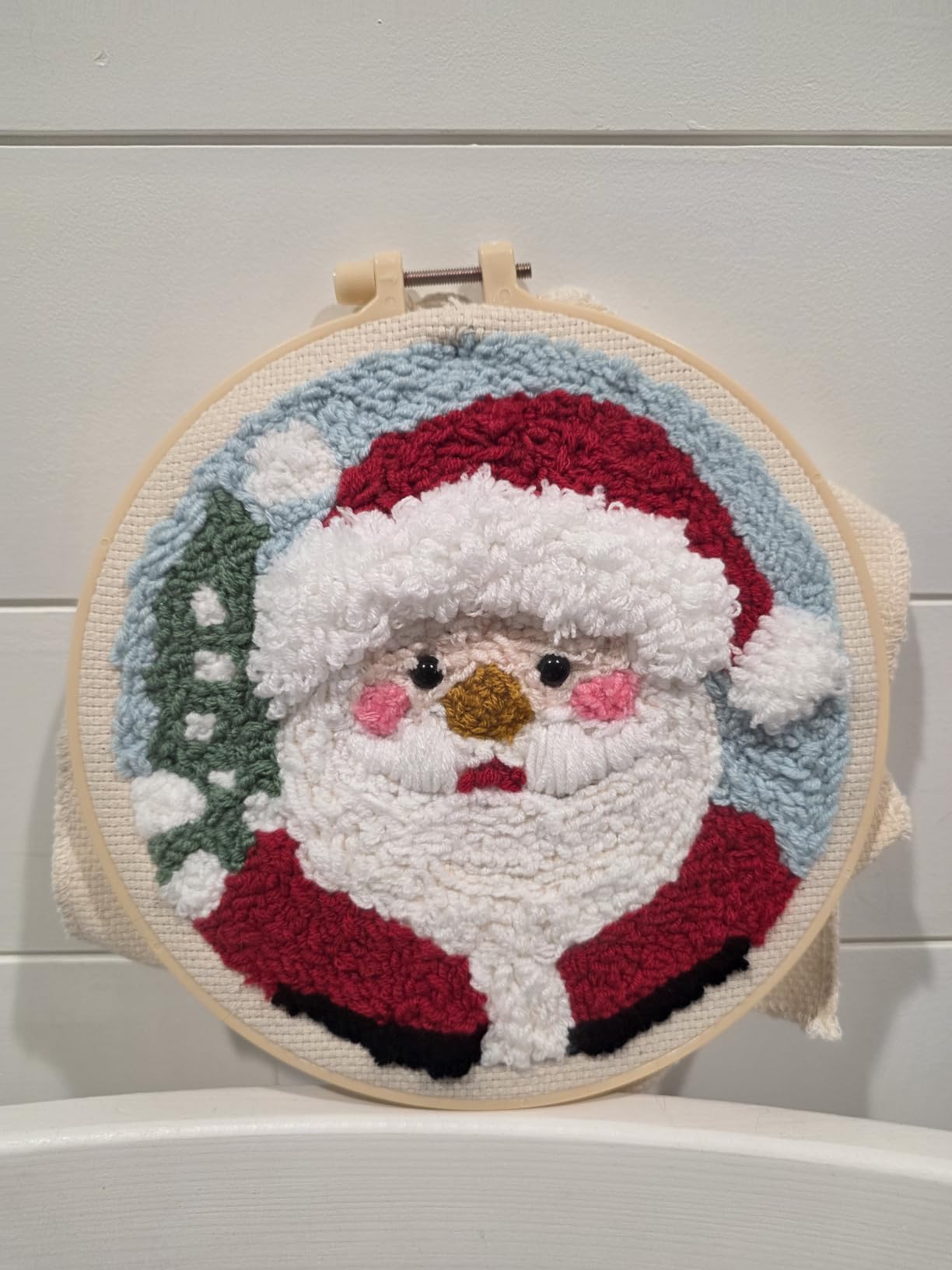 DIY Punch Needle Kits Santa Claus with Hoop 20x20cm-9 customer photo 2
