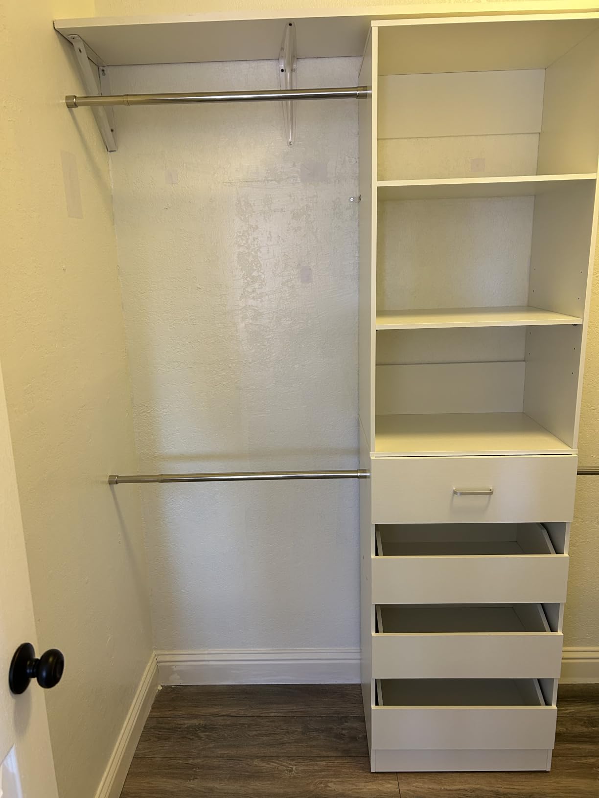 Aheaplus Closet System, 4-9Ft Closet Organizer with 4 Wooden Drawers, White customer photo 1